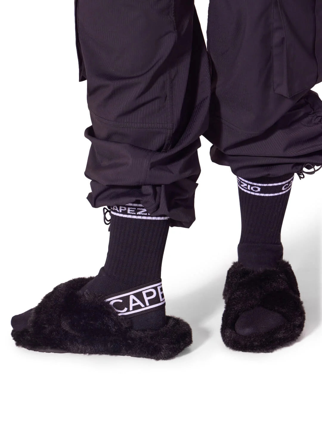 Varsity Plush Slipper black front view