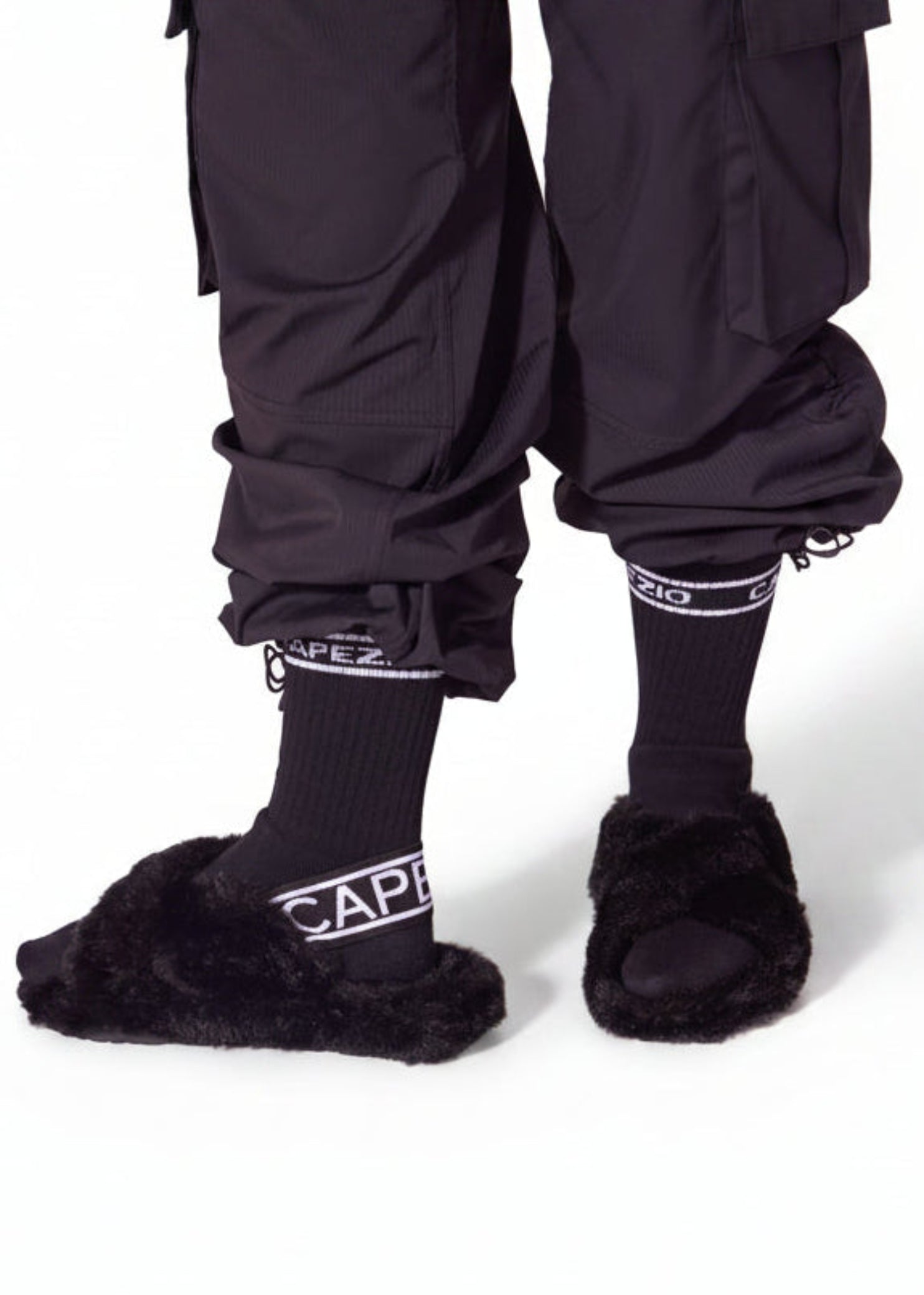 Varsity Plush Slipper black front view