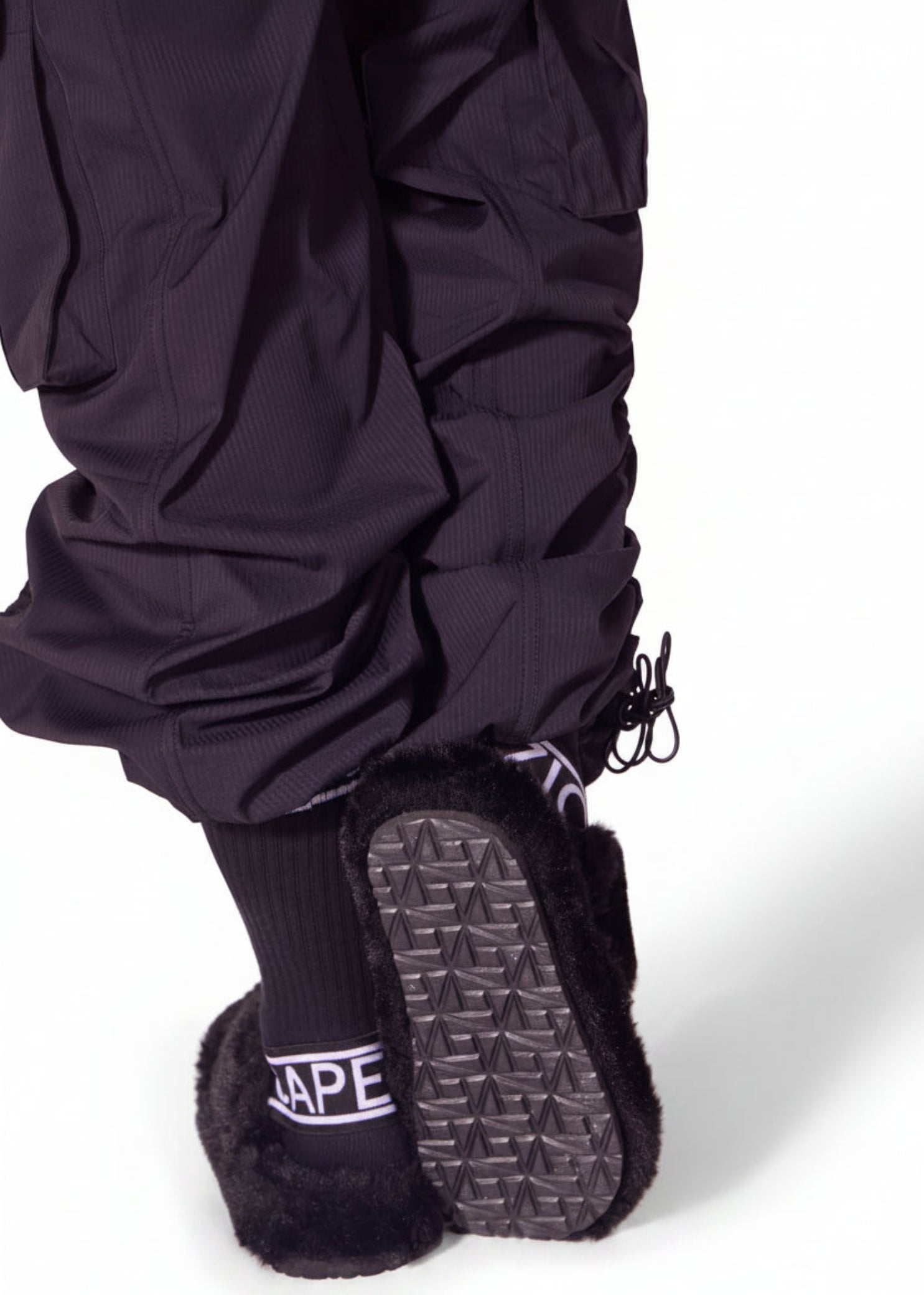 Varsity Plush Slipper black back view