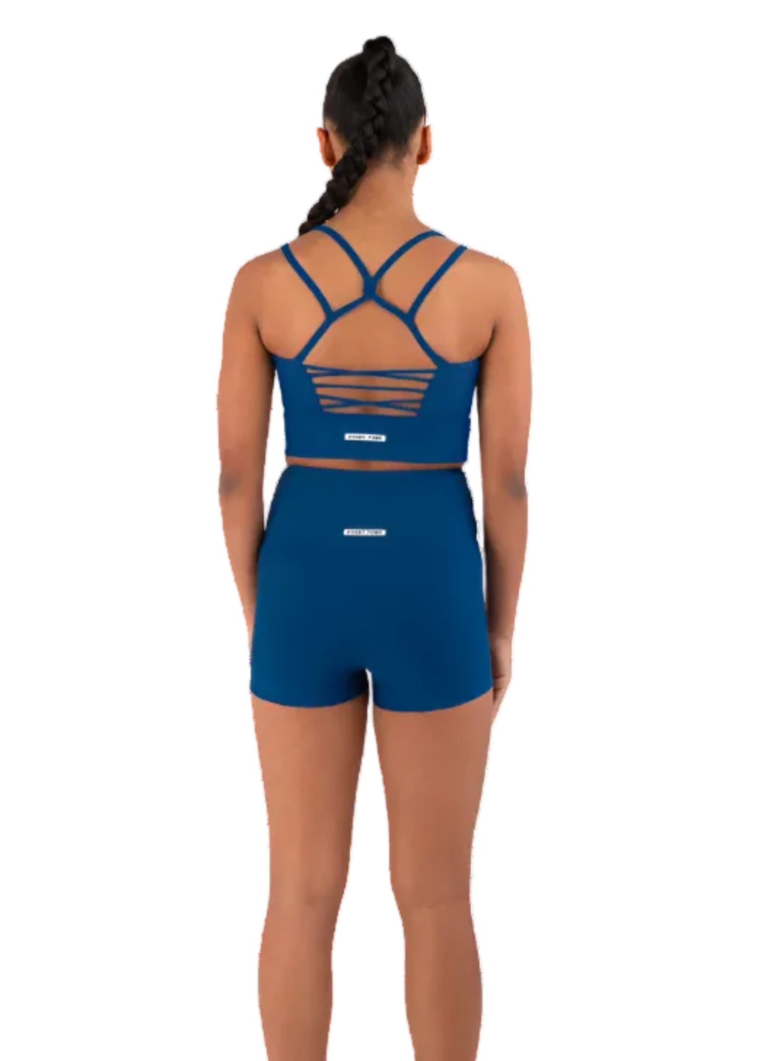 Empowered Long Line Crop Top Dark Ocean back view