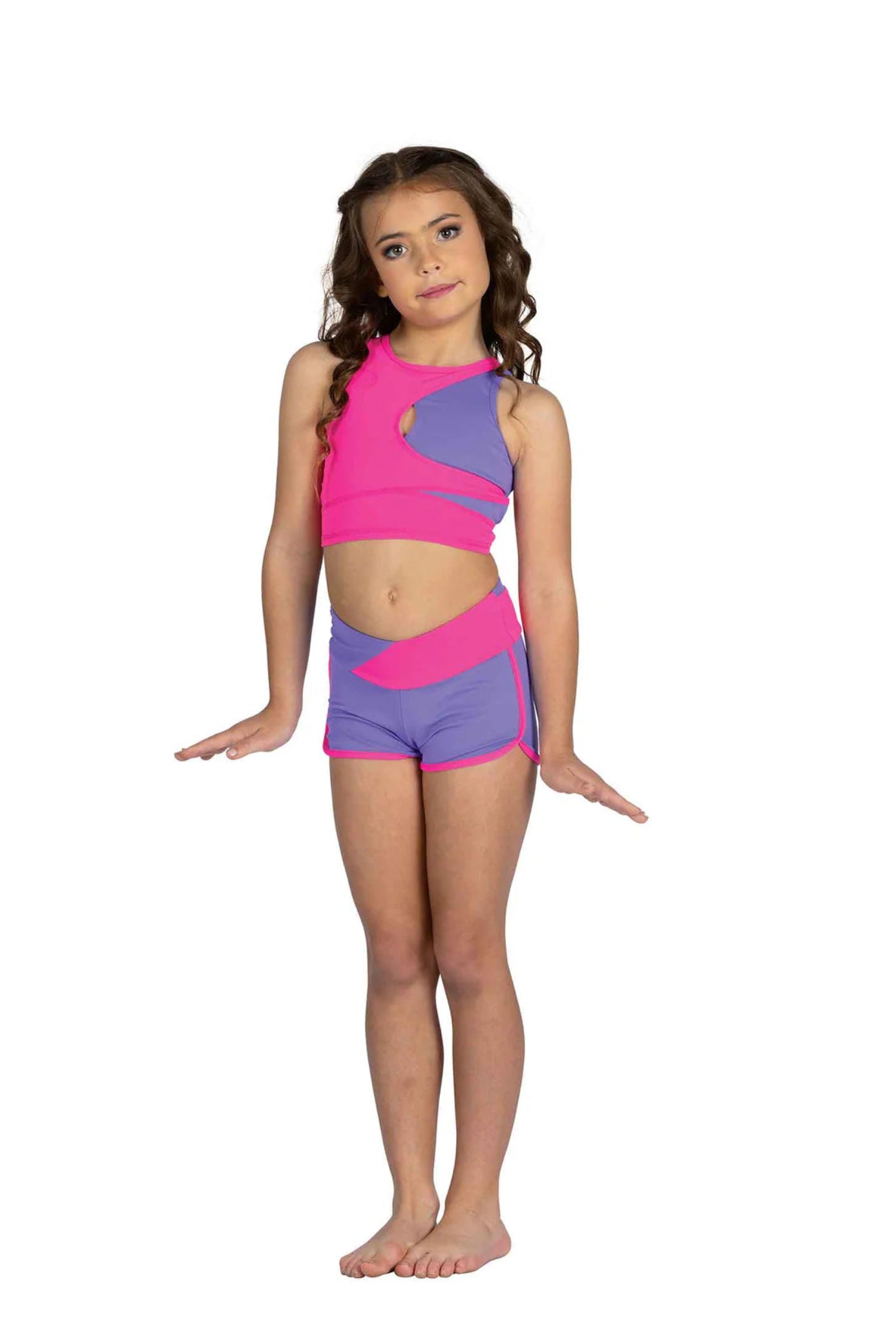 Lulu Top Bright Lavender/Neon Pink front view