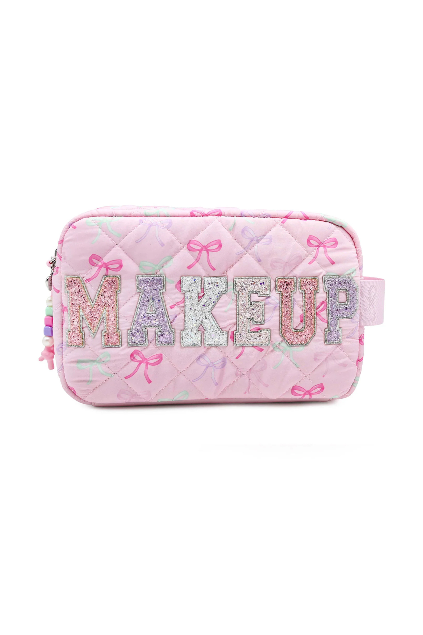 Makeup Bow Pouch Pink front view