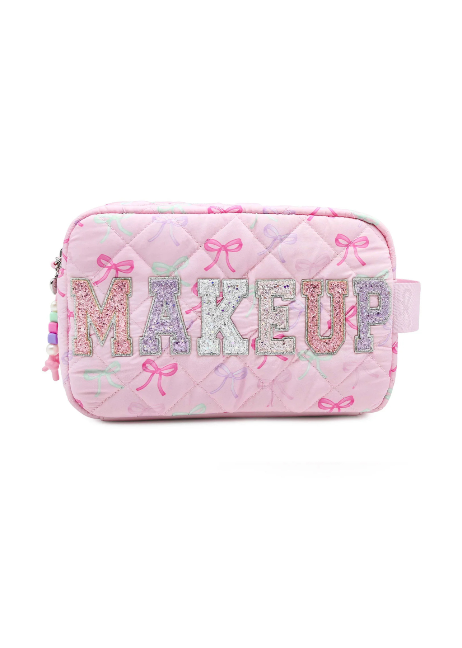 Makeup Bow Pouch Pink front view