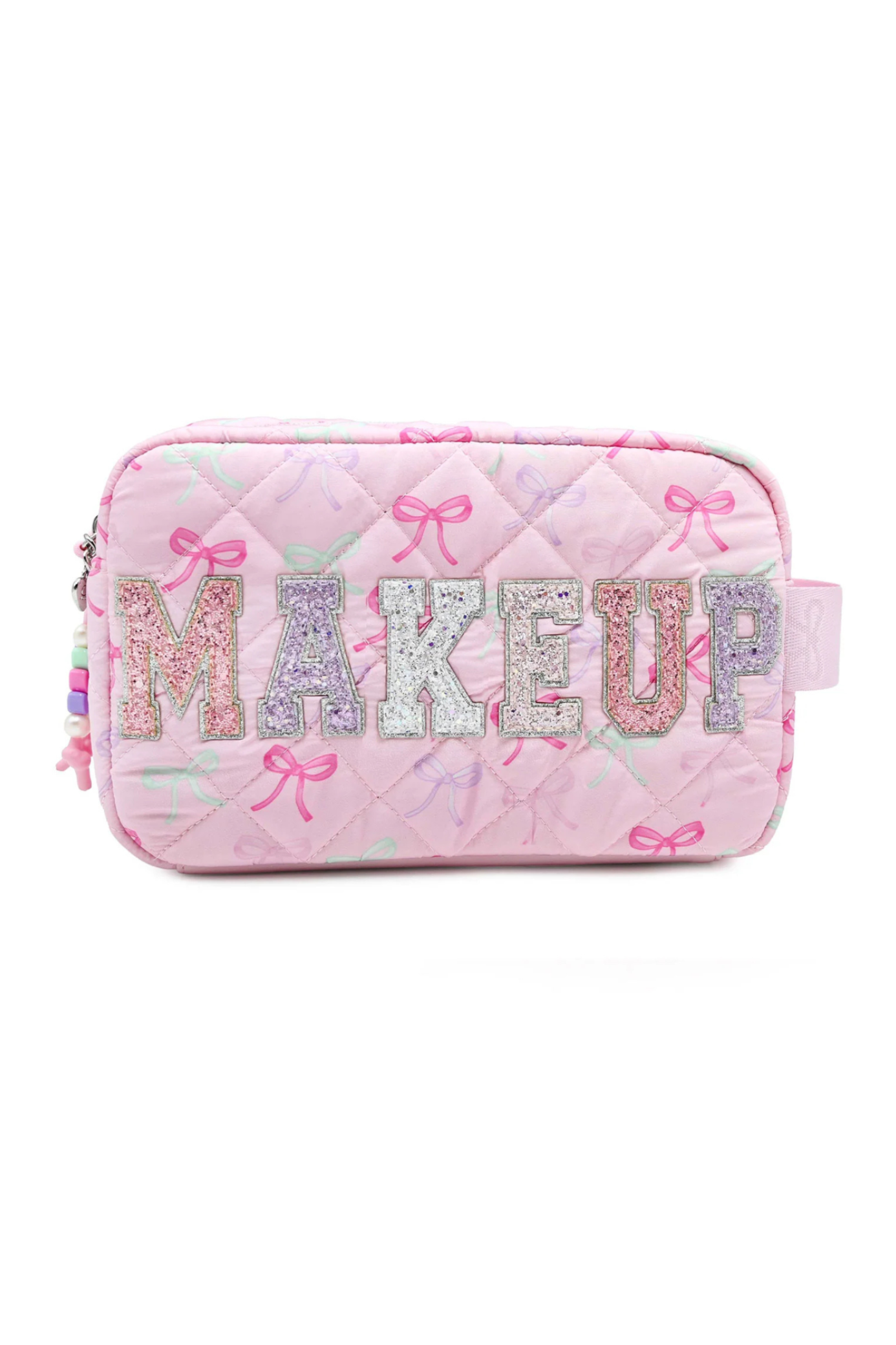 Makeup Bow Pouch Pink front view