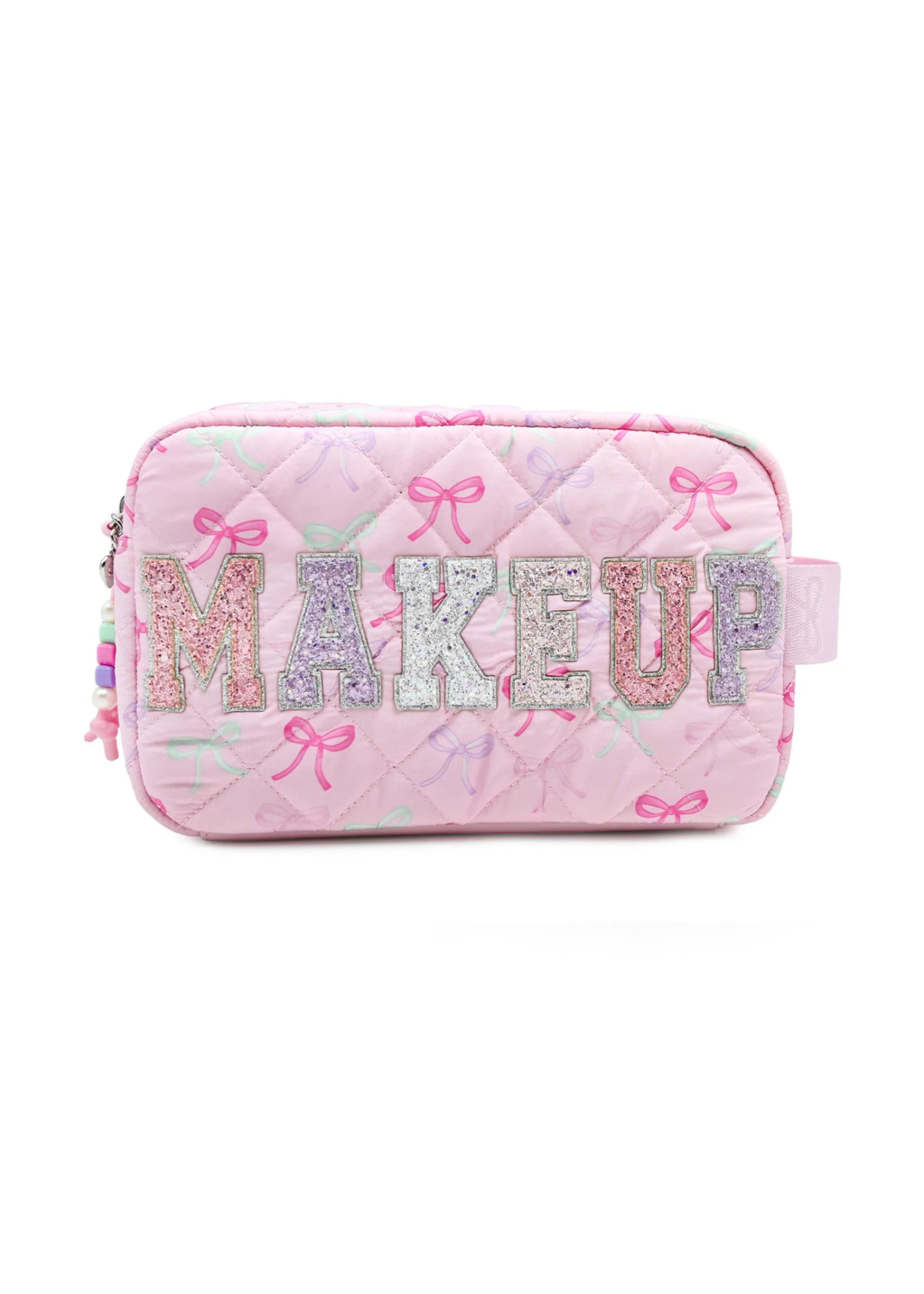 Makeup Bow Pouch Pink front view