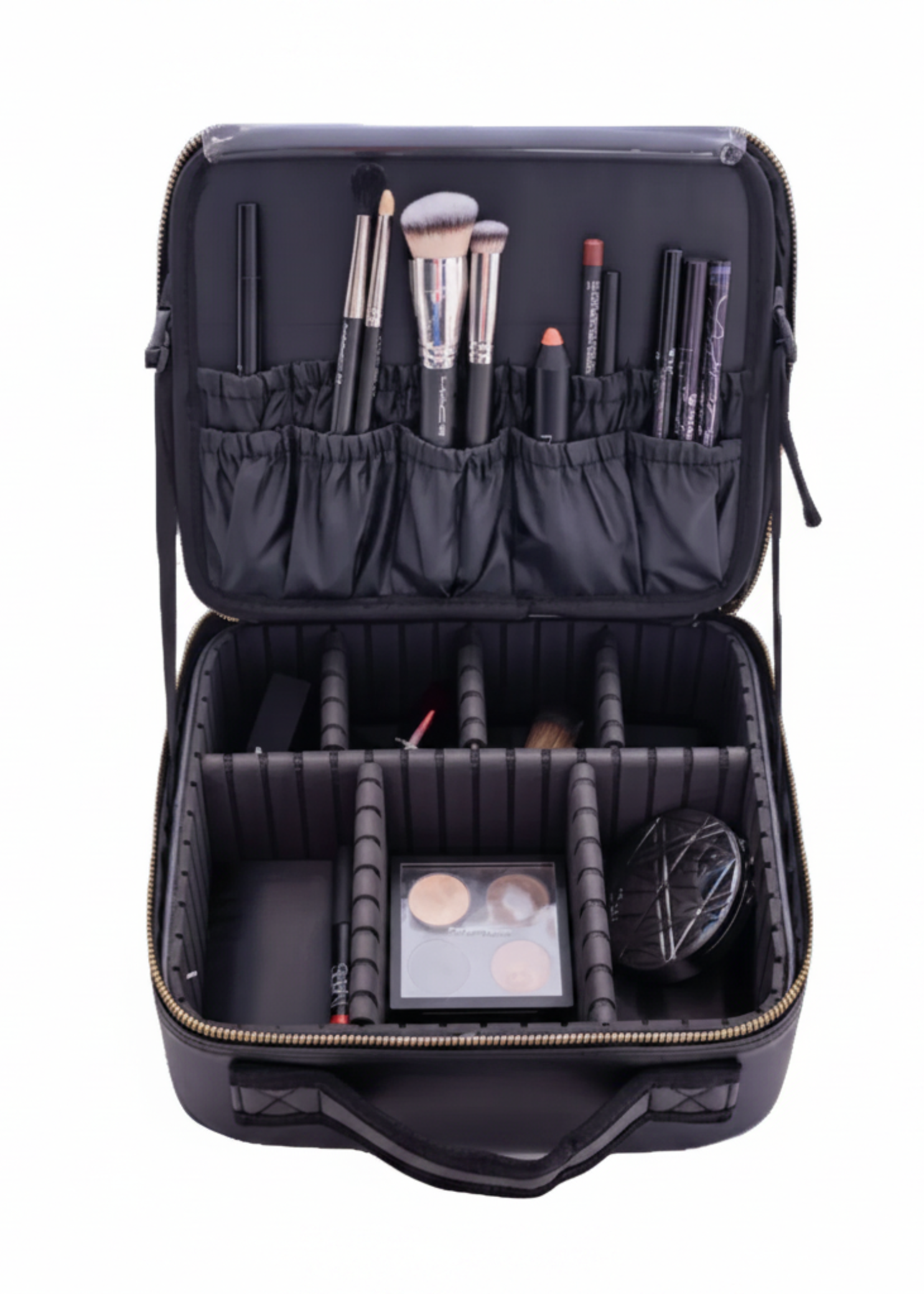 Cosmetic Case with LED Light black inside view