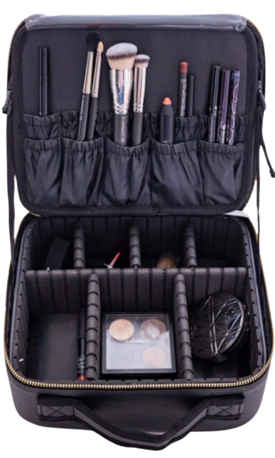 Cosmetic Case with LED Light black inside view