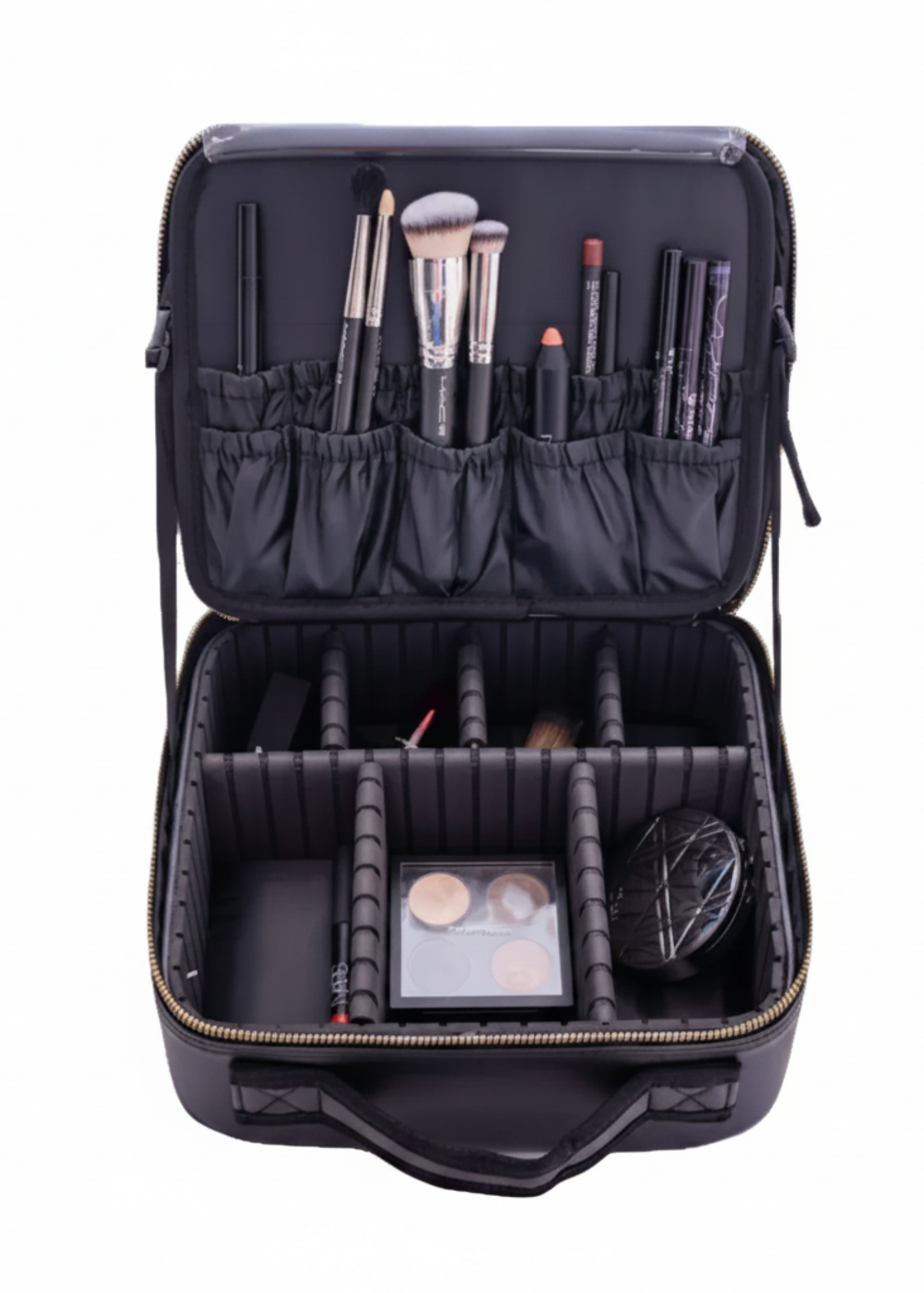 Cosmetic Case with LED Light black inside view