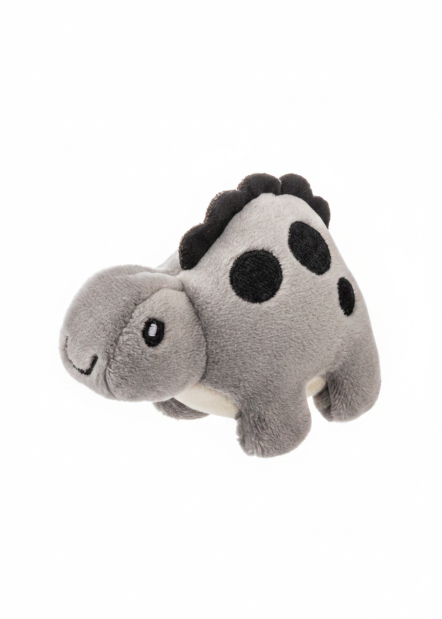 Grey 4-inch dinosaur stress squeeze toy with soft squeezable construction for on-the-go stress relief