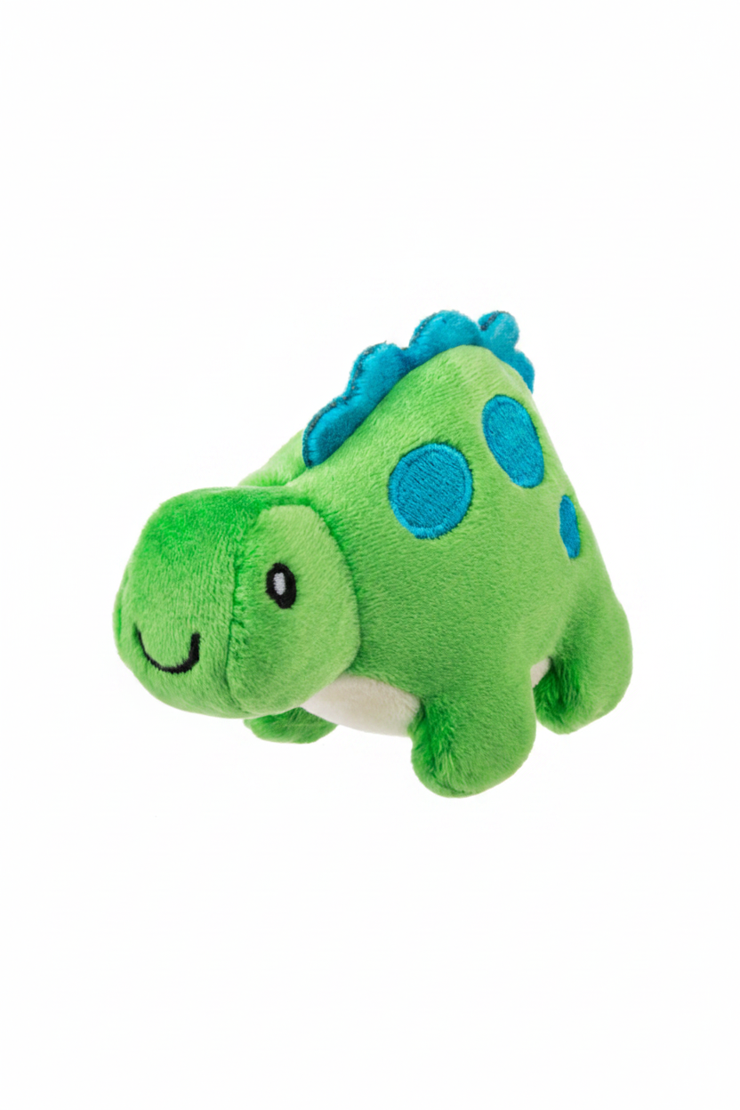 Green 4-inch dinosaur stress squeeze toy with soft squeezable construction for on-the-go stress relief