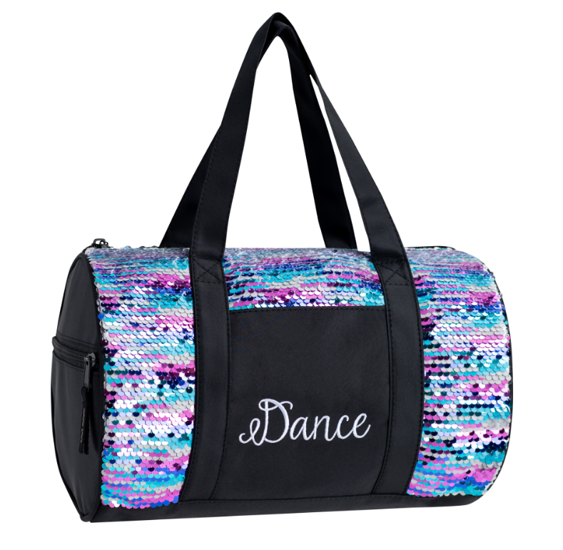 Striped Sequins Duffel Bag black