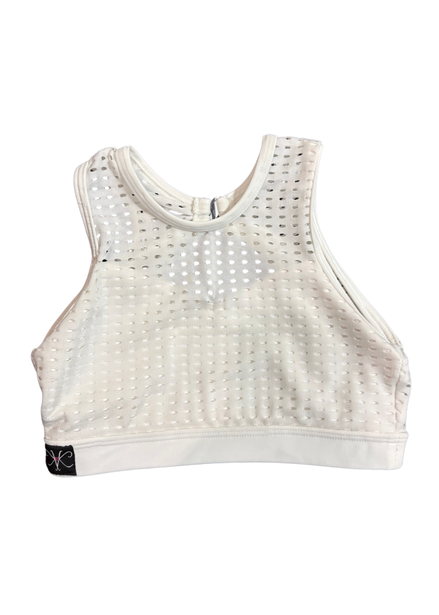 Meshed Out Crop Top White front view