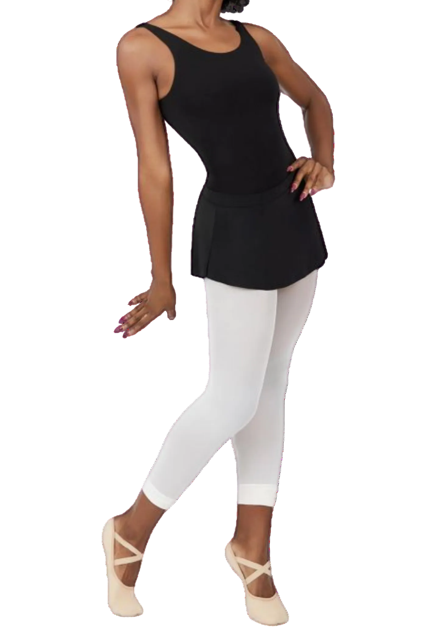 Curved Pull On Skirt Black front view