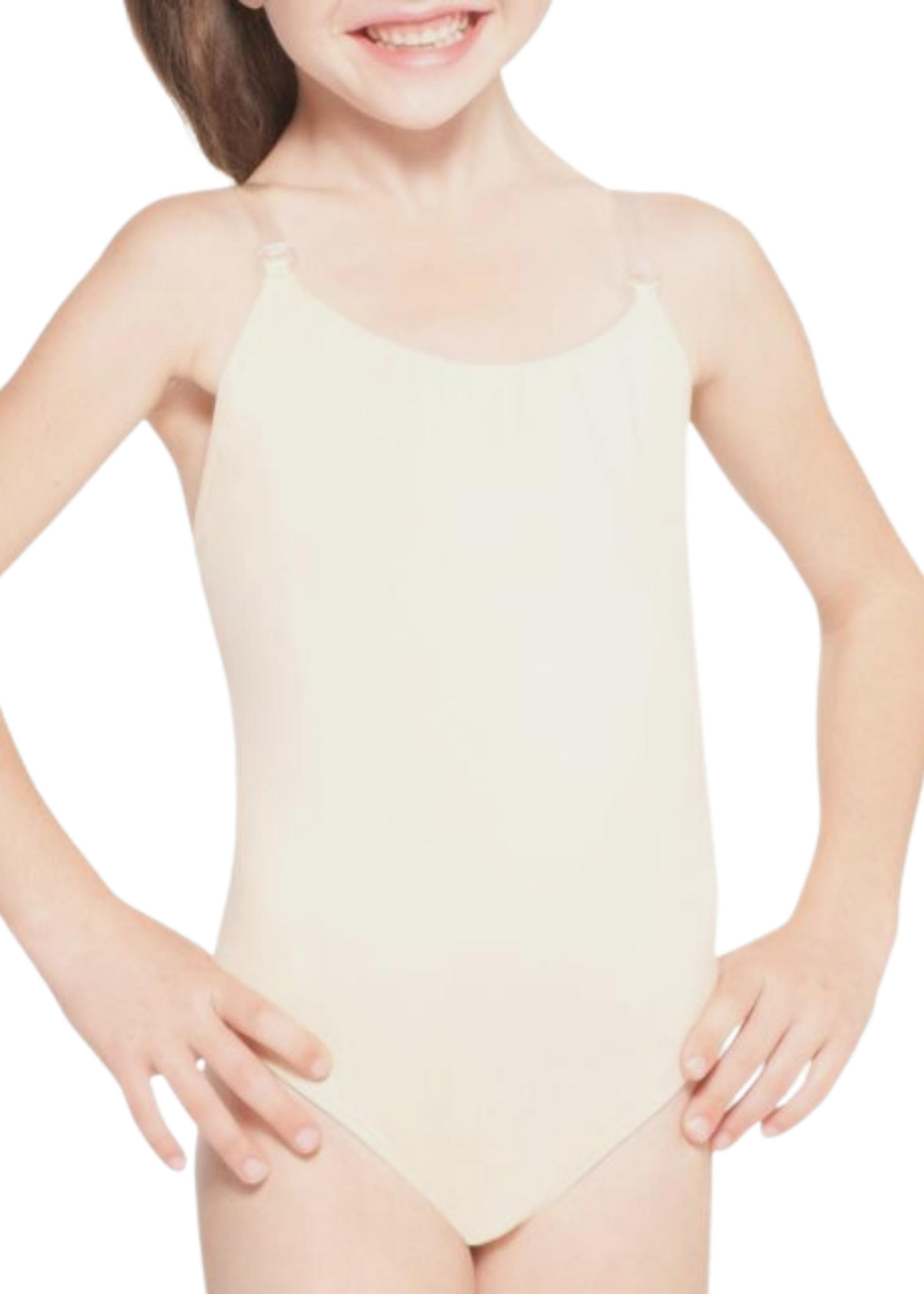 Clear Strap Cami Leotard Nude front view