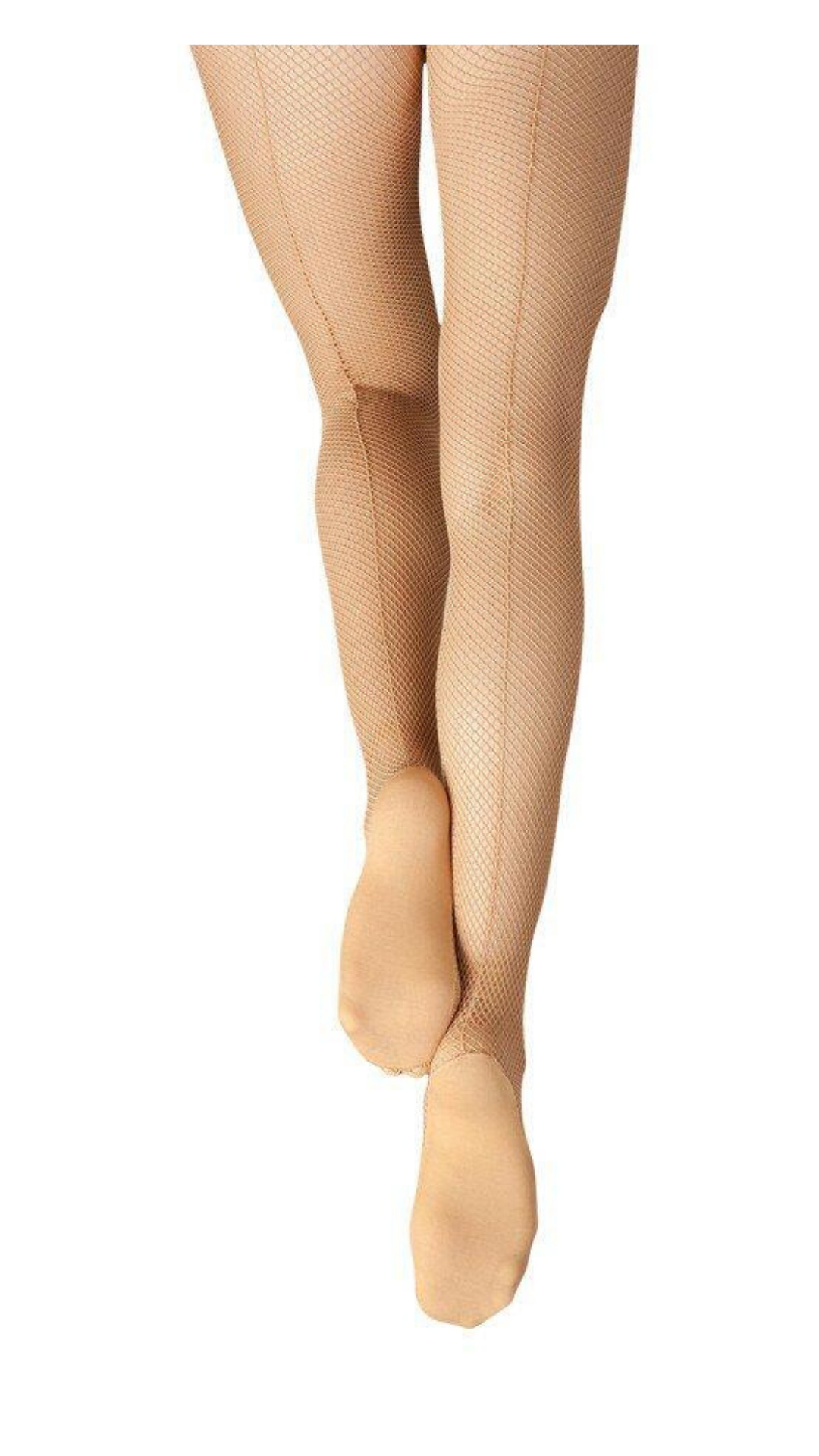 Professional Seamed Fishnet Tight Caramel back view