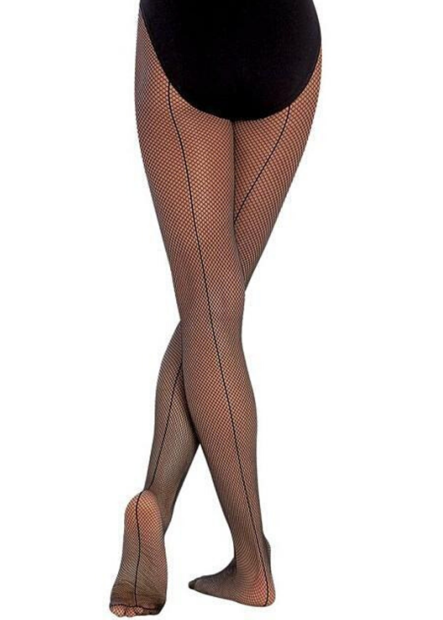 Seamed Fishnet Tight Black back view