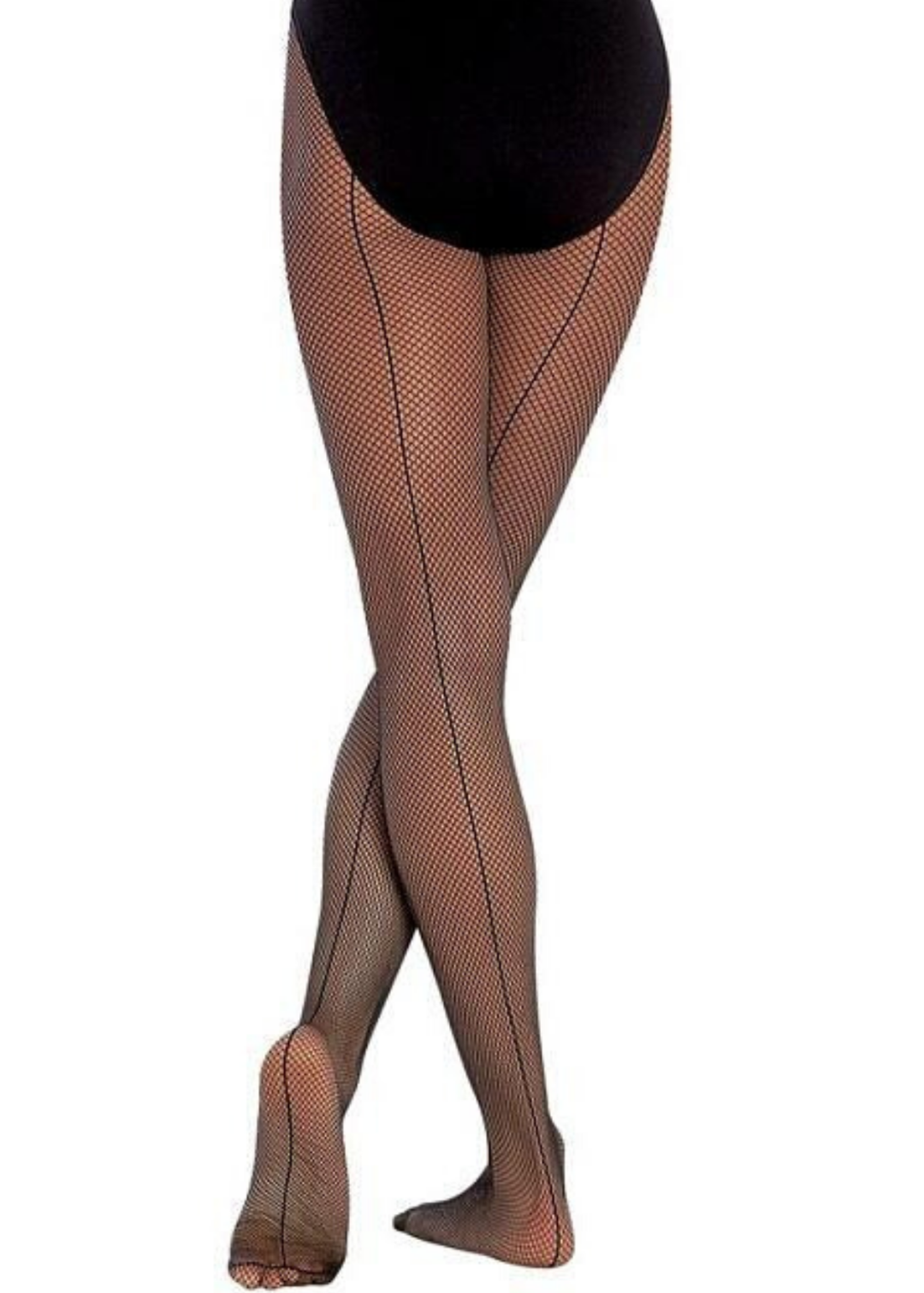 Seamed Fishnet Tight Black back view