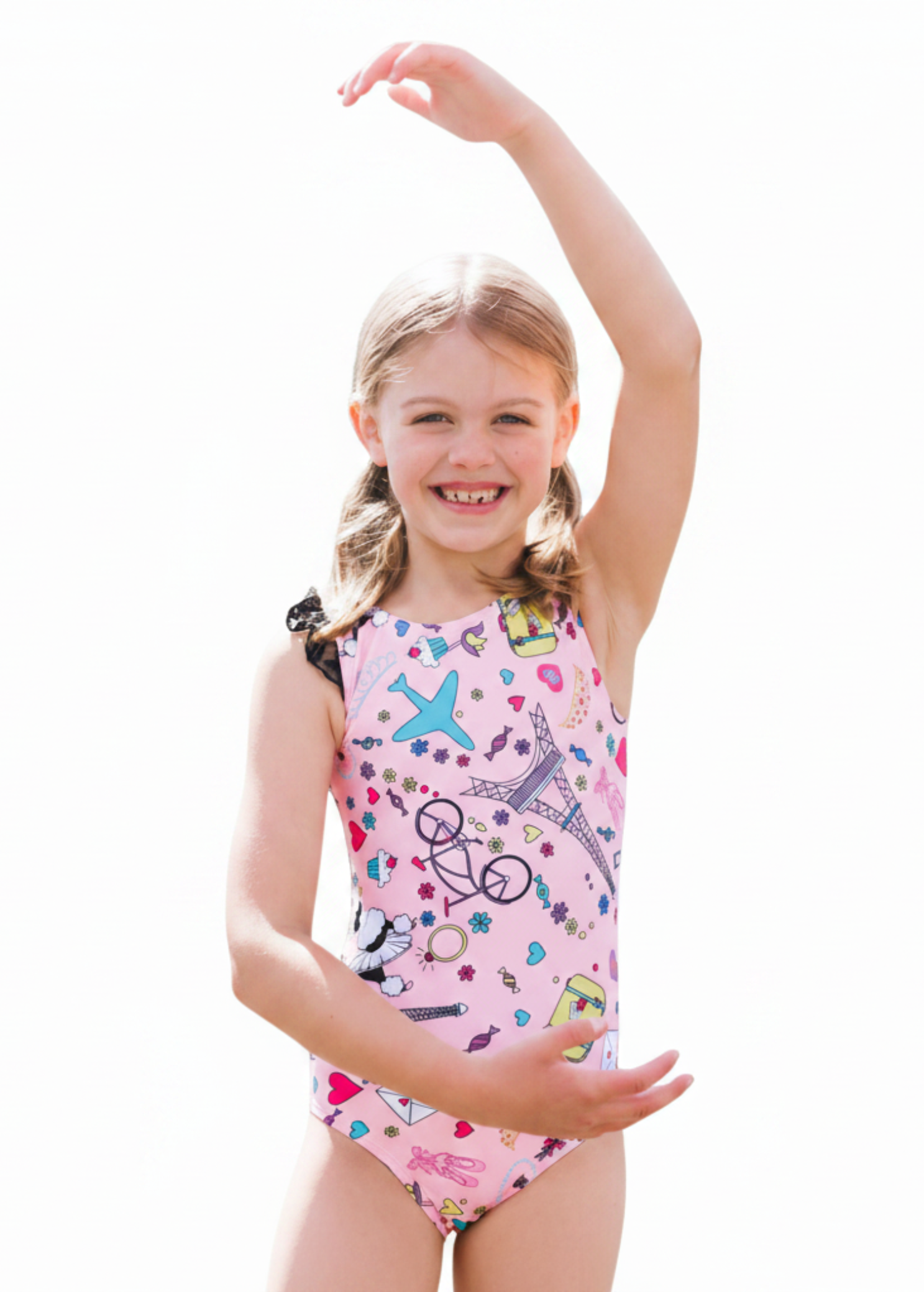 Poodle Flutter Sleeve Leotard Pink lifestyle view