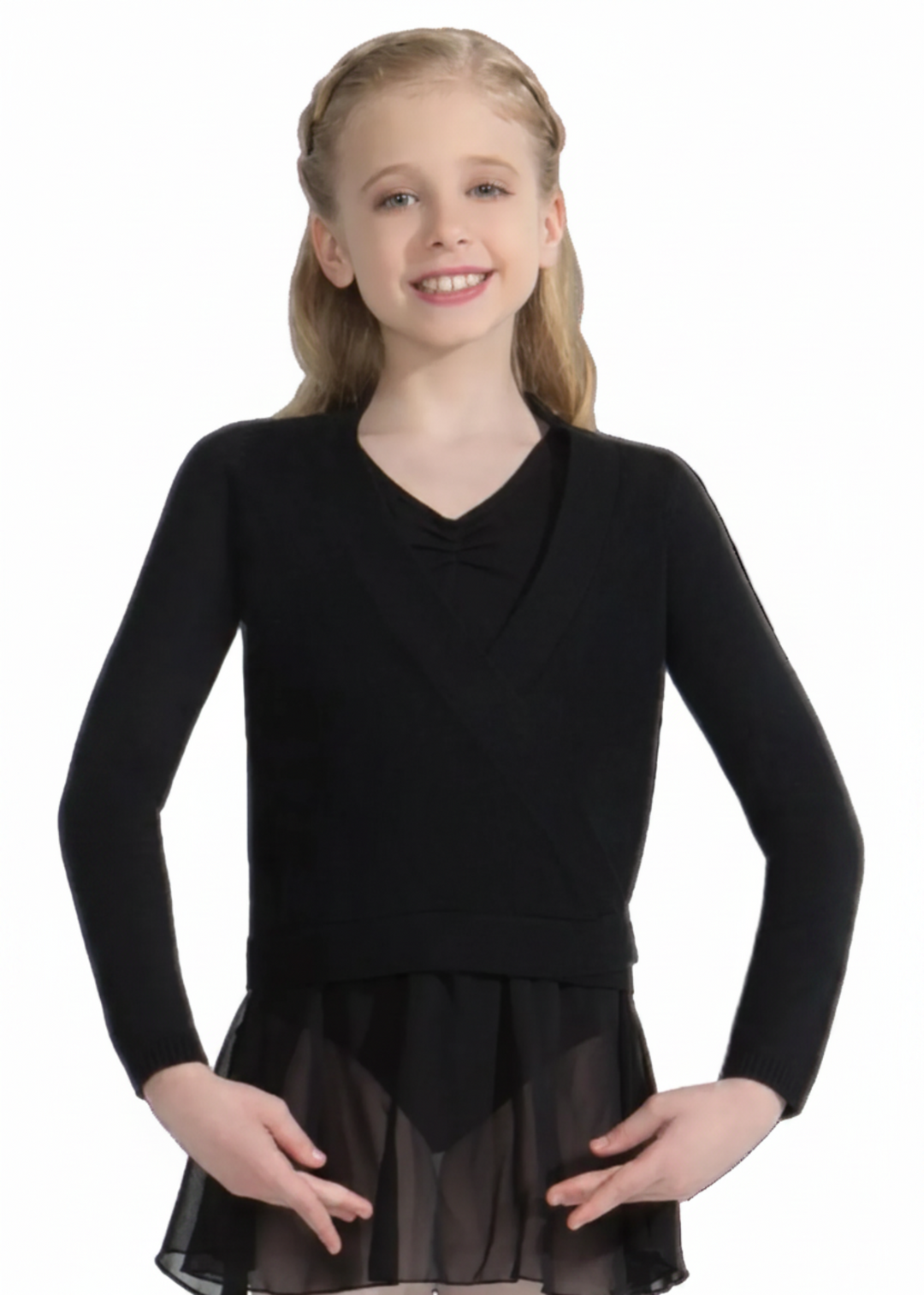 Wrap Sweater Black front view