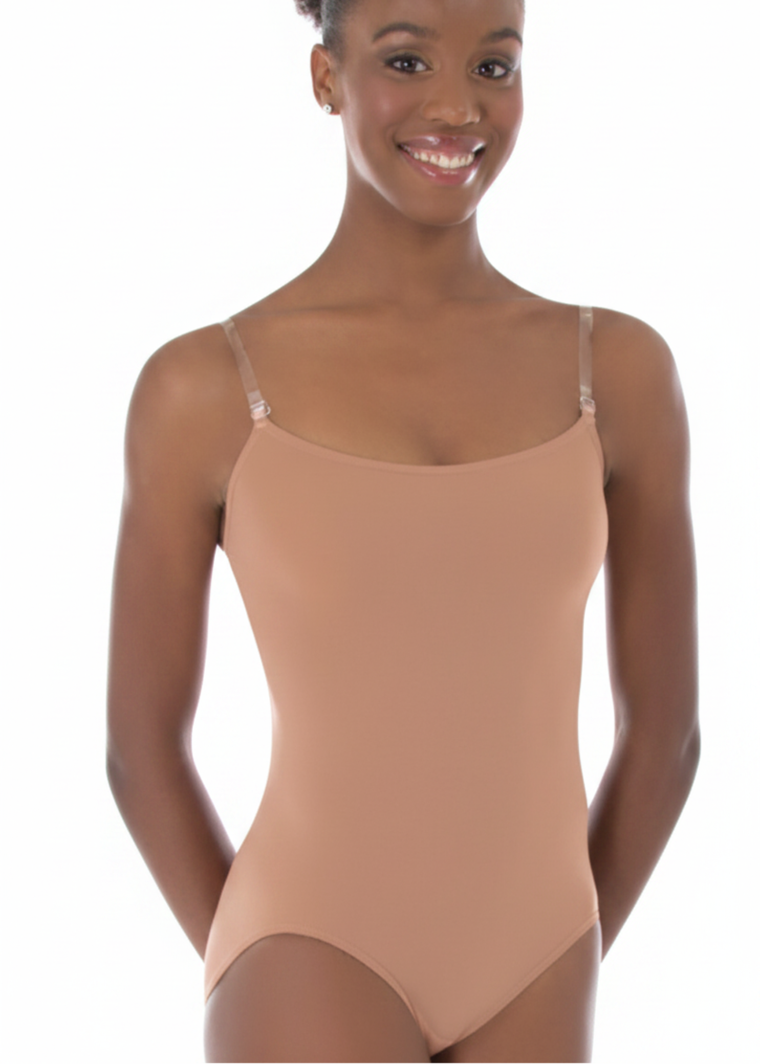 Ultra Low Back Leotard Dark Nude front view