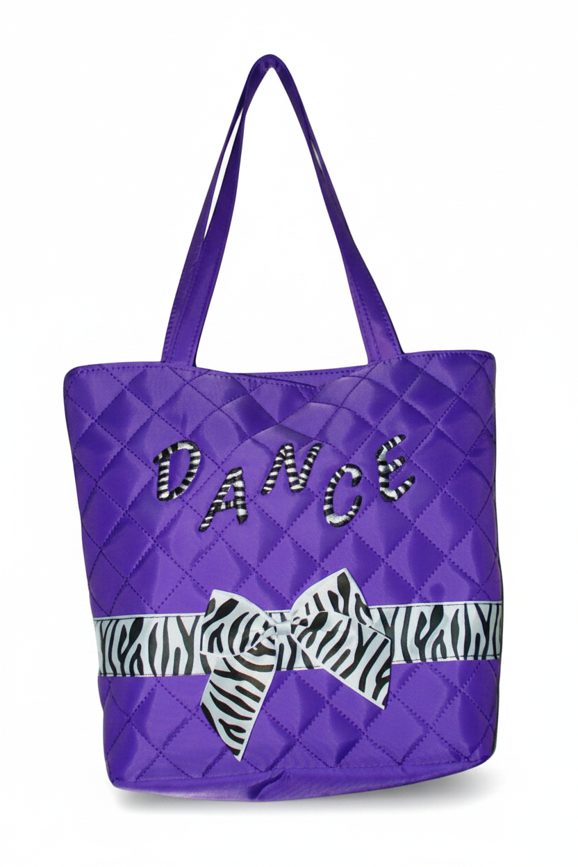 Zebra Ribbon Tote Purple front view