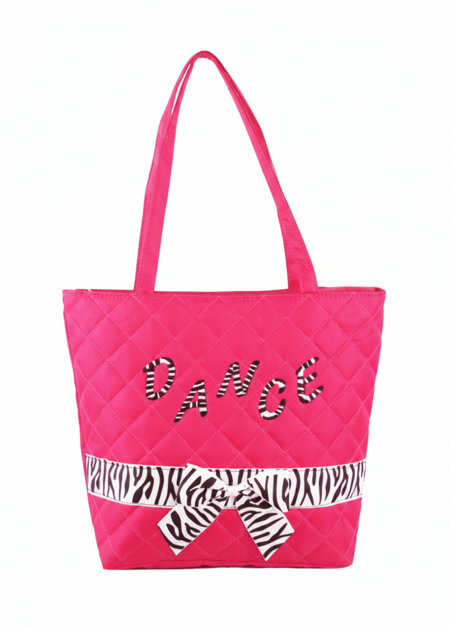 Zebra Ribbon Tote Fuchsia front view