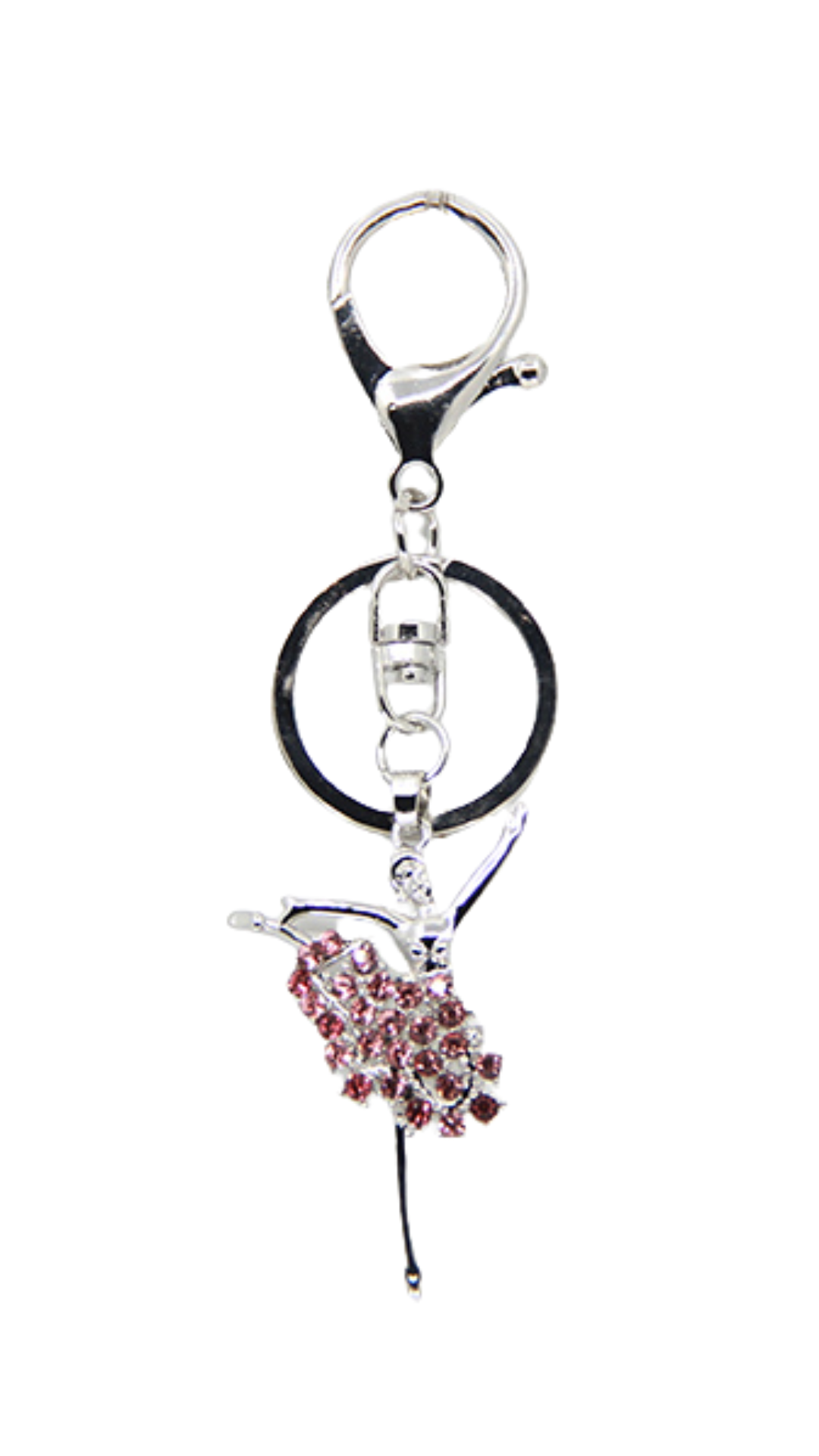 Ballerina keychain with elegant charm and pink rhinestone accent