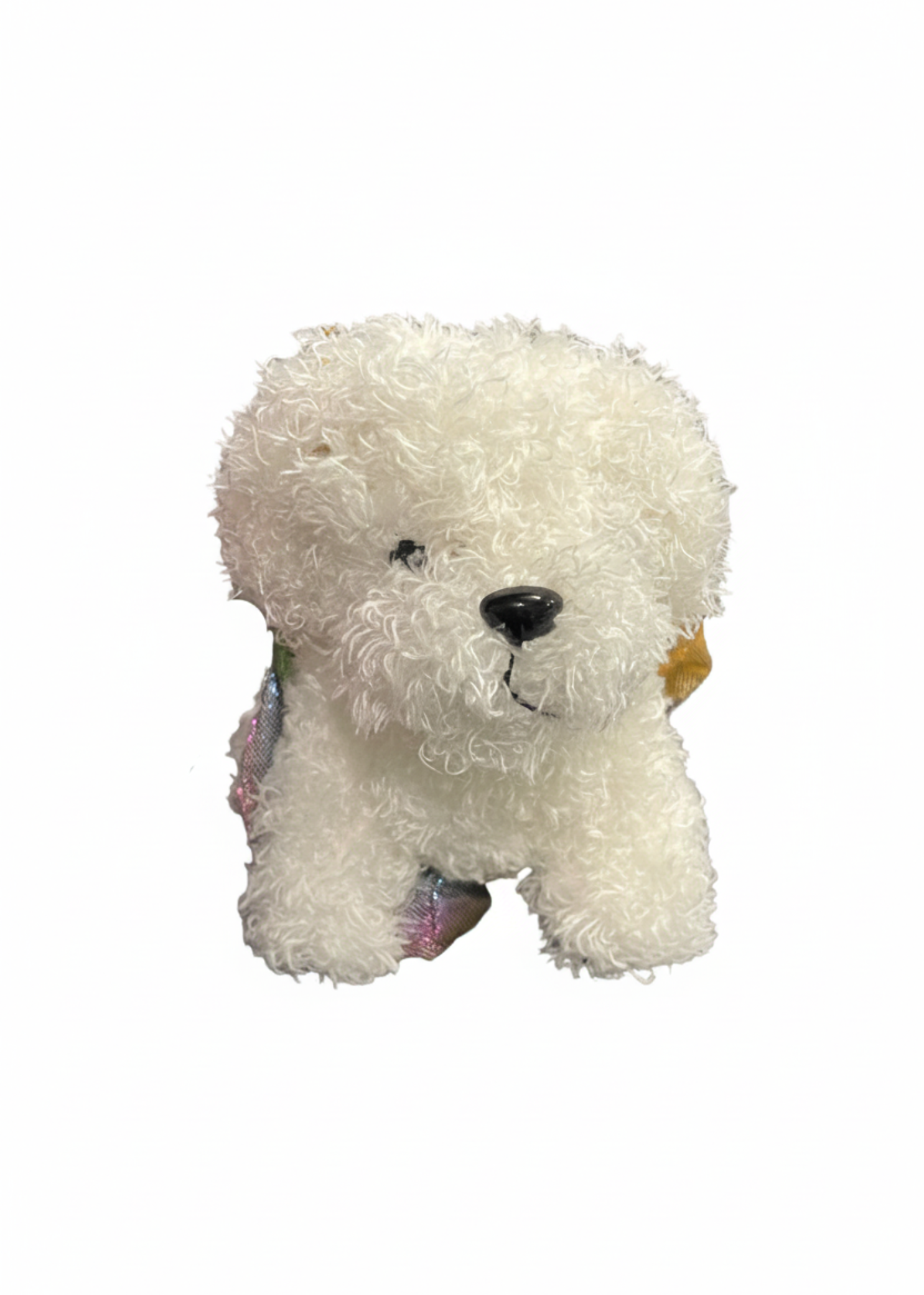 White 5-inch plush terrier wearing a tutu with soft fabric and detailed expression