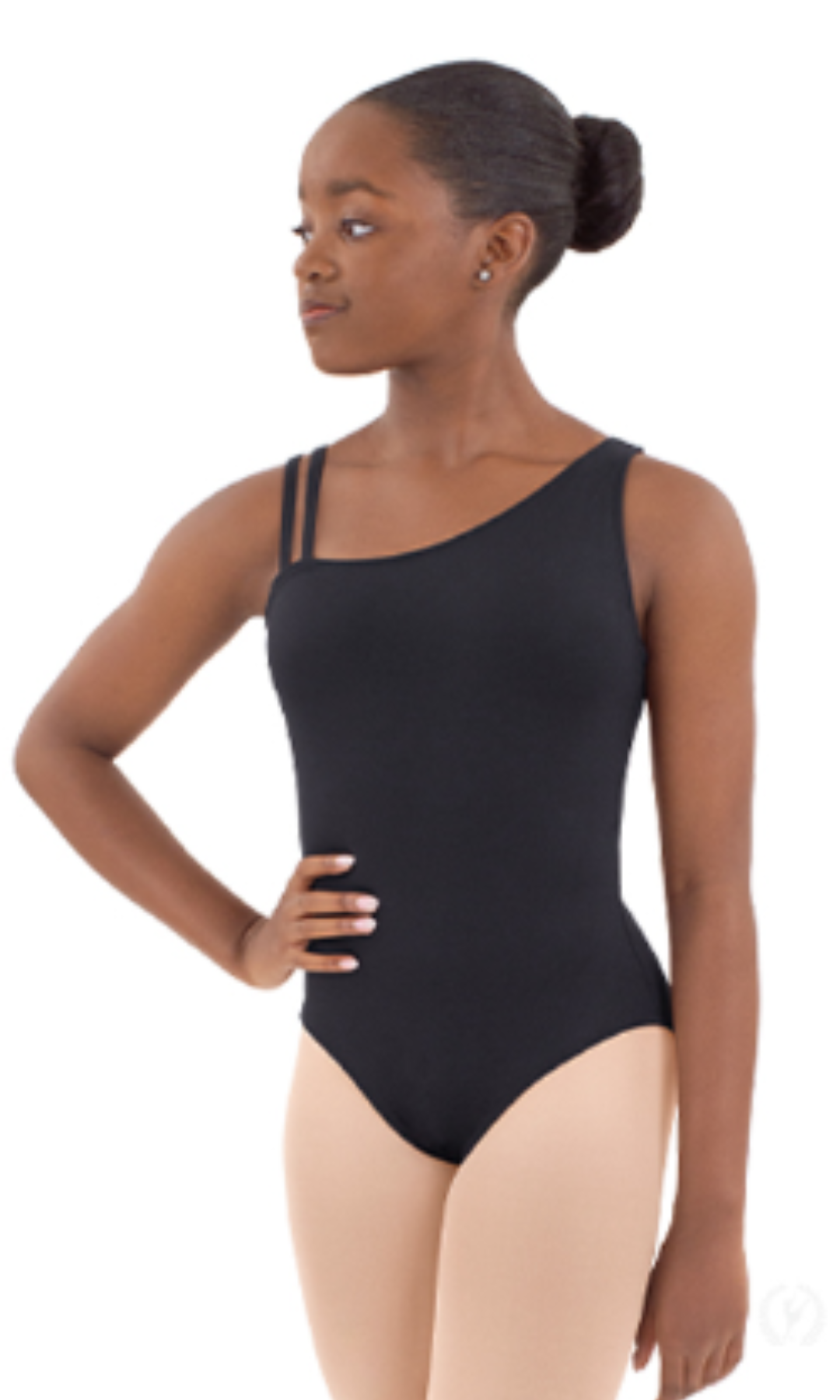 Asymmetric Leotard Black front view
