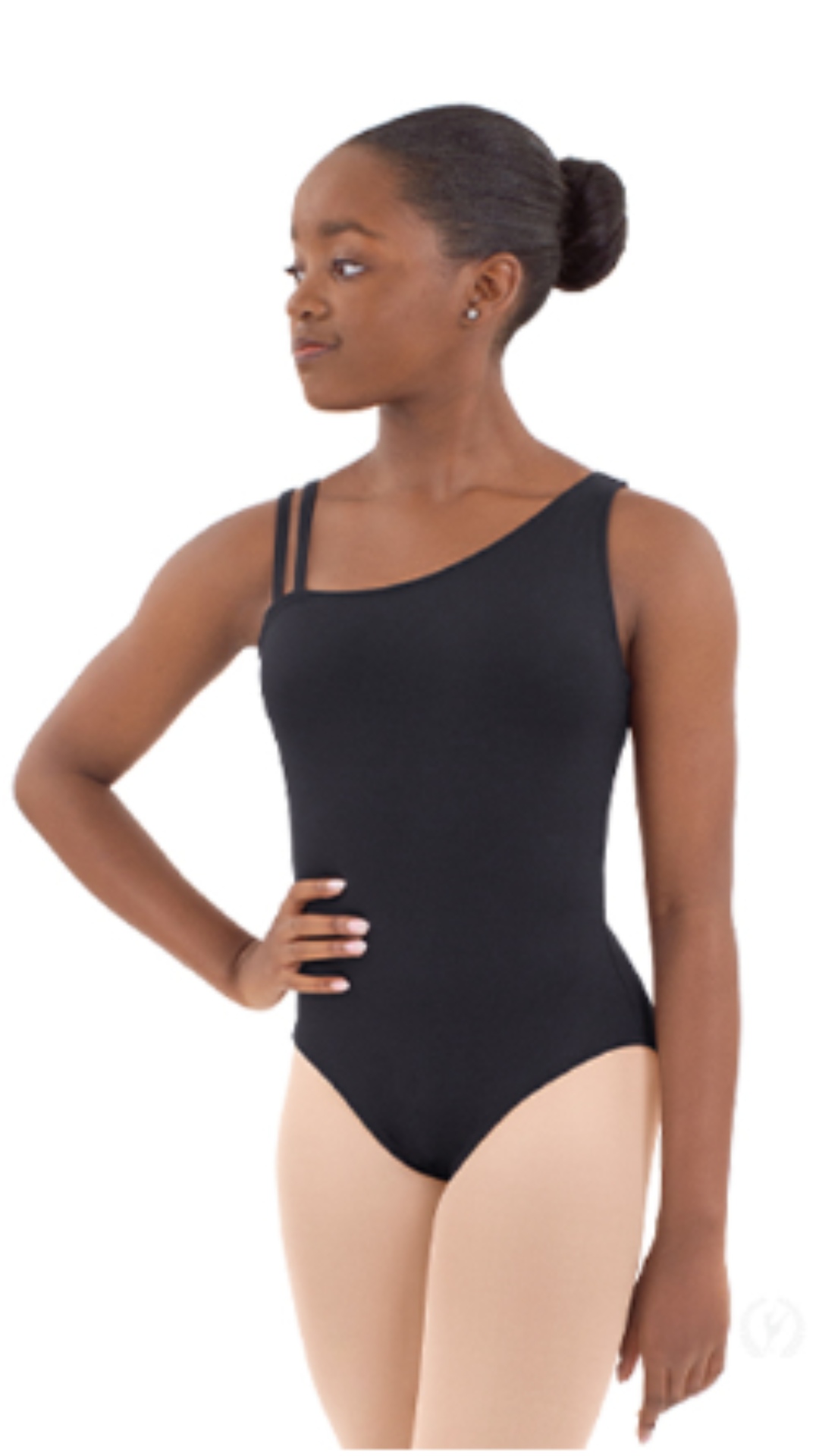 Asymmetric Leotard Black front view