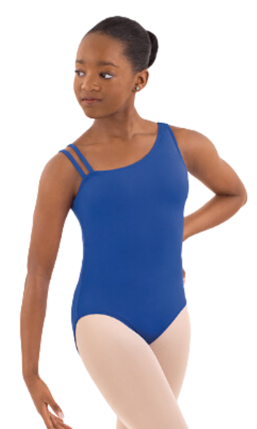 Asymmetric Leotard Royal front view