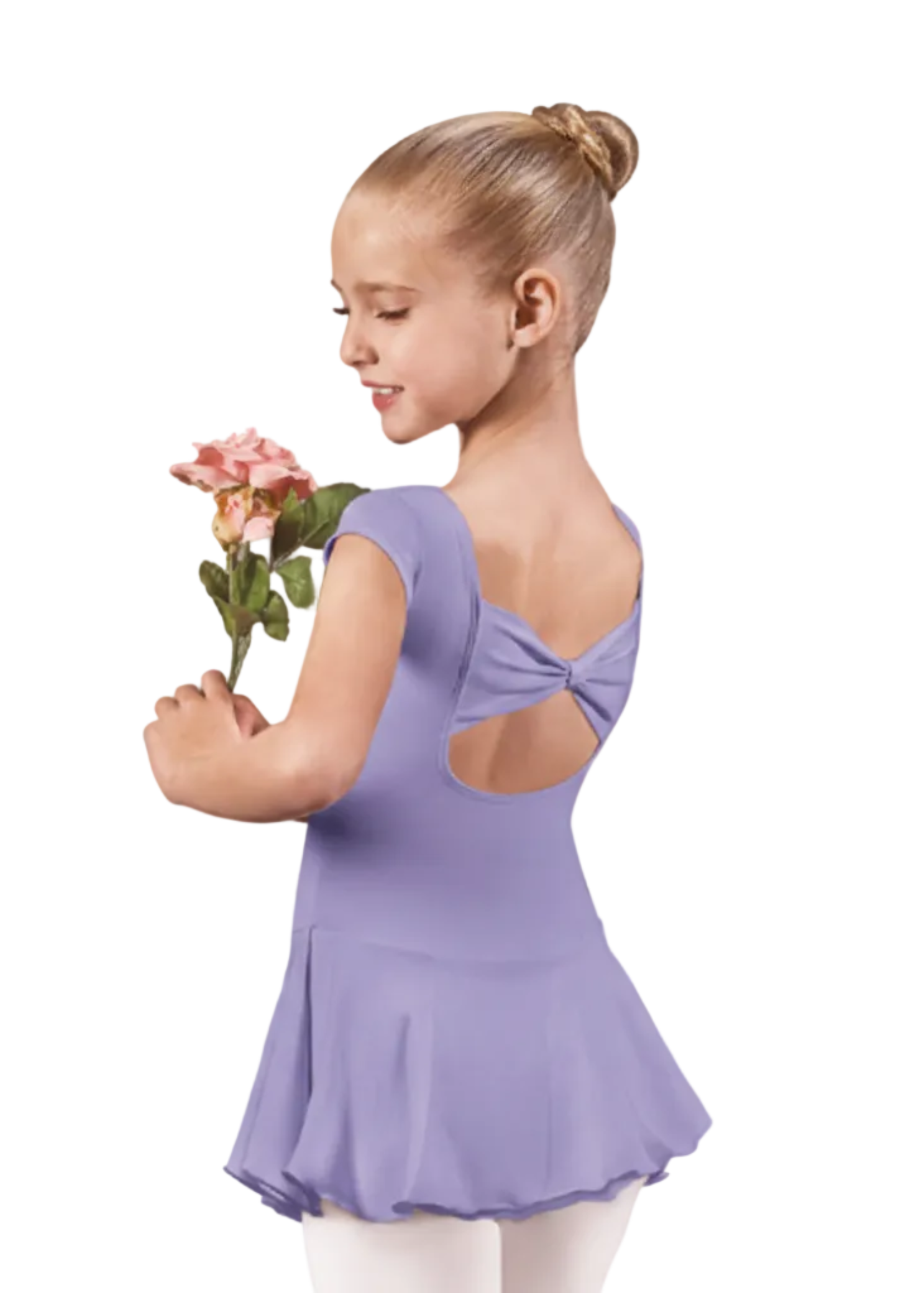 Bow Back Cap Sleeve Dress Lavender front view