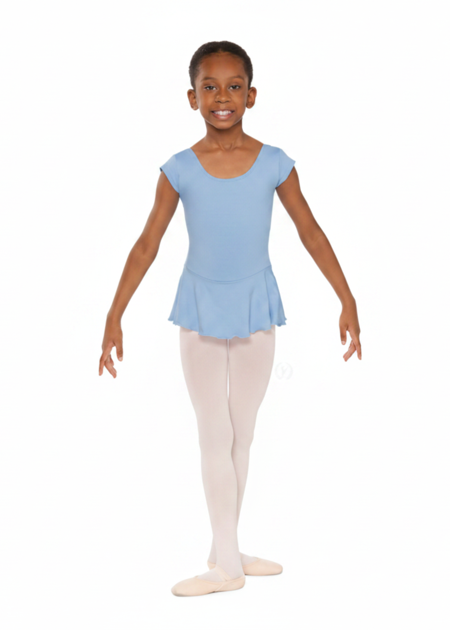 Bow Back Cap Sleeve Dress Light Blue front view