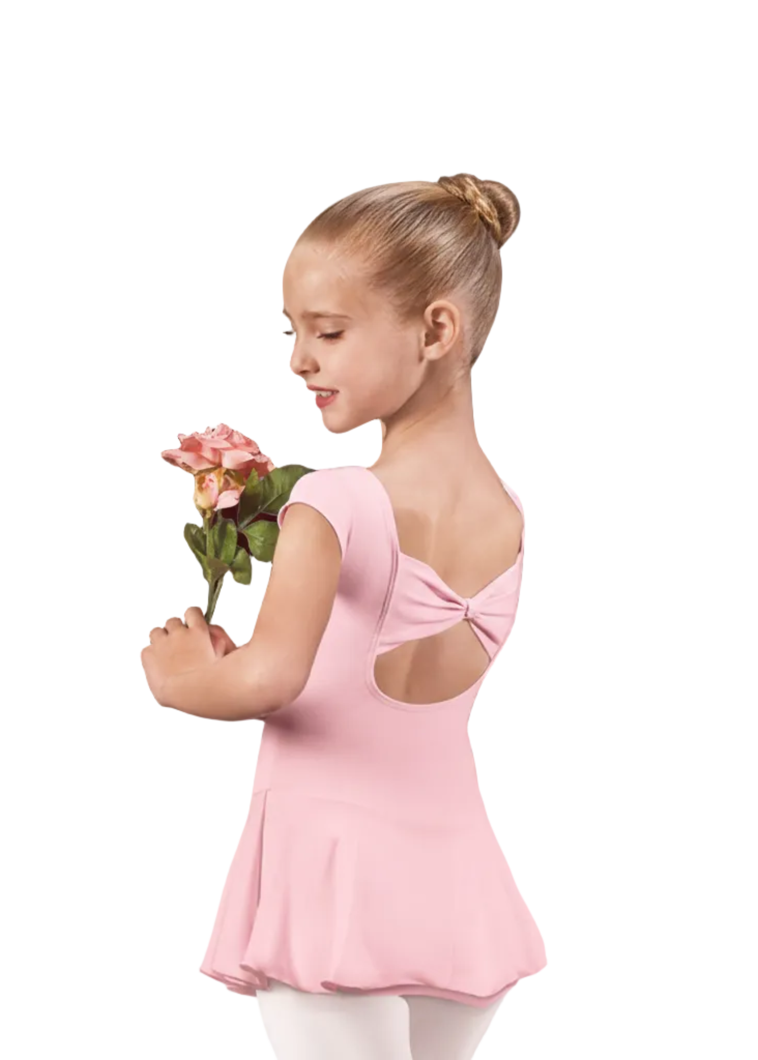 Bow Back Cap Sleeve Dress Pink front view