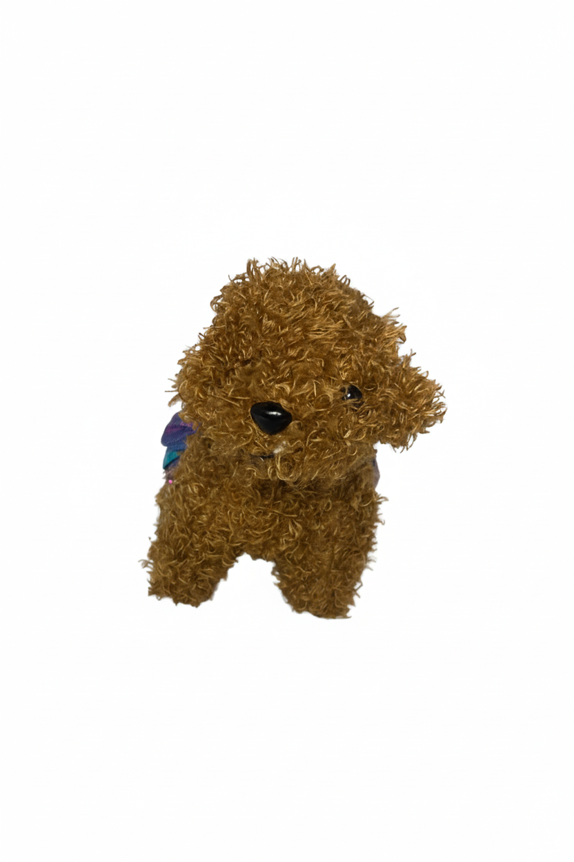 Dark Brown 5-inch plush terrier wearing a tutu with soft fabric and detailed expression