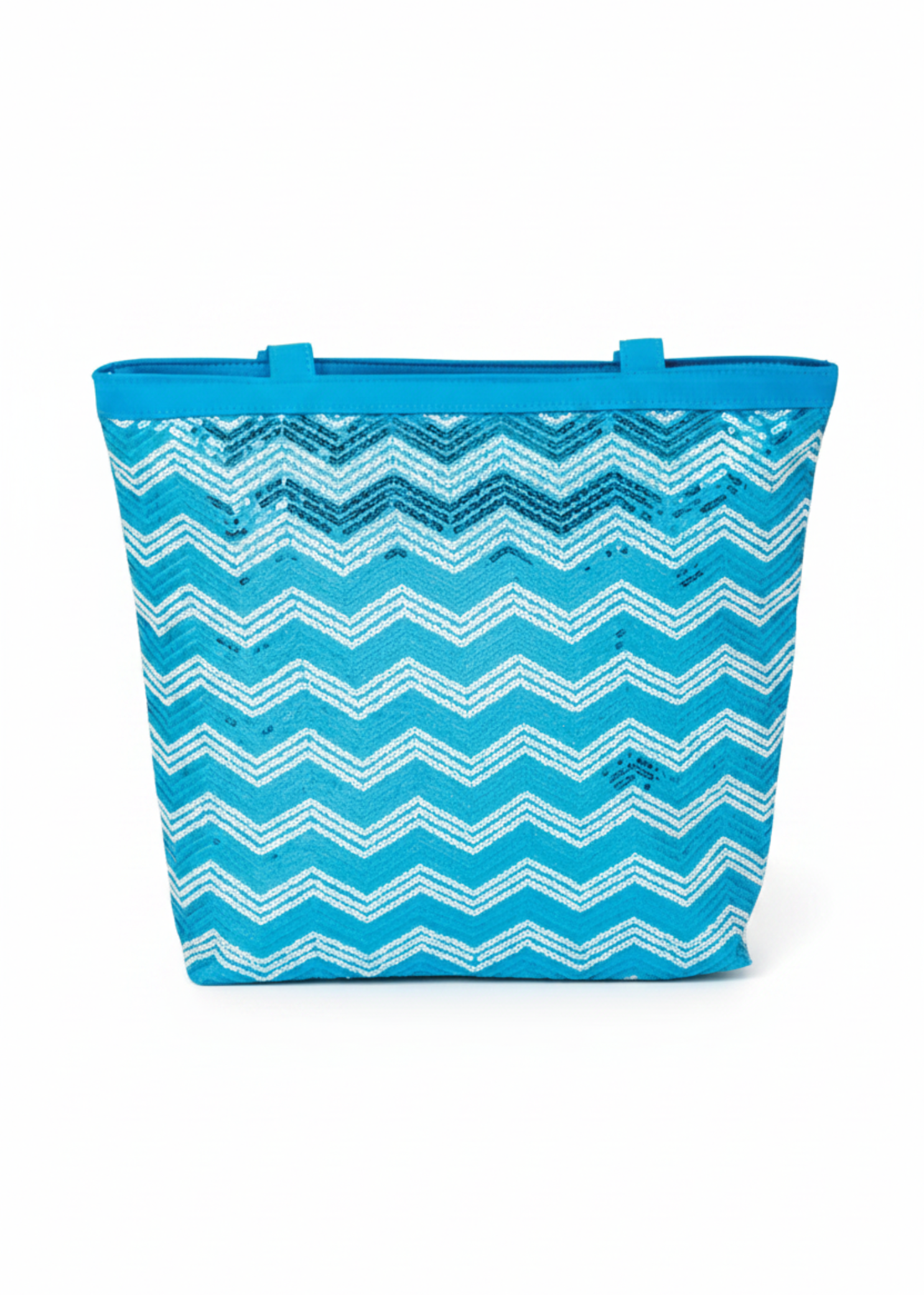 Chevron Tote Turquoise front view