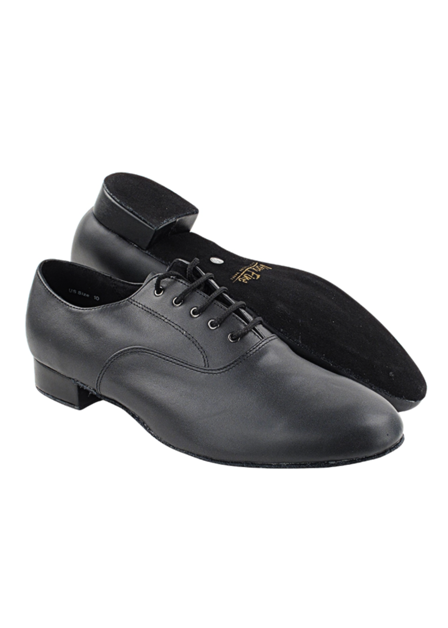 Men’s Leather 1" Heel Shoe Black front-side view