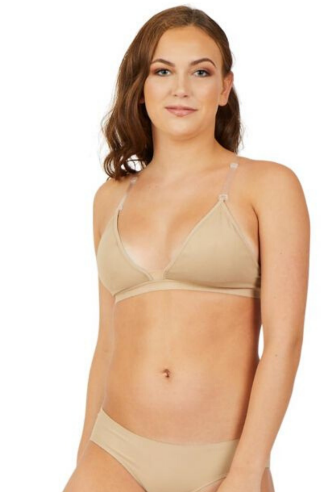 Deep Neck Bra Nude front view