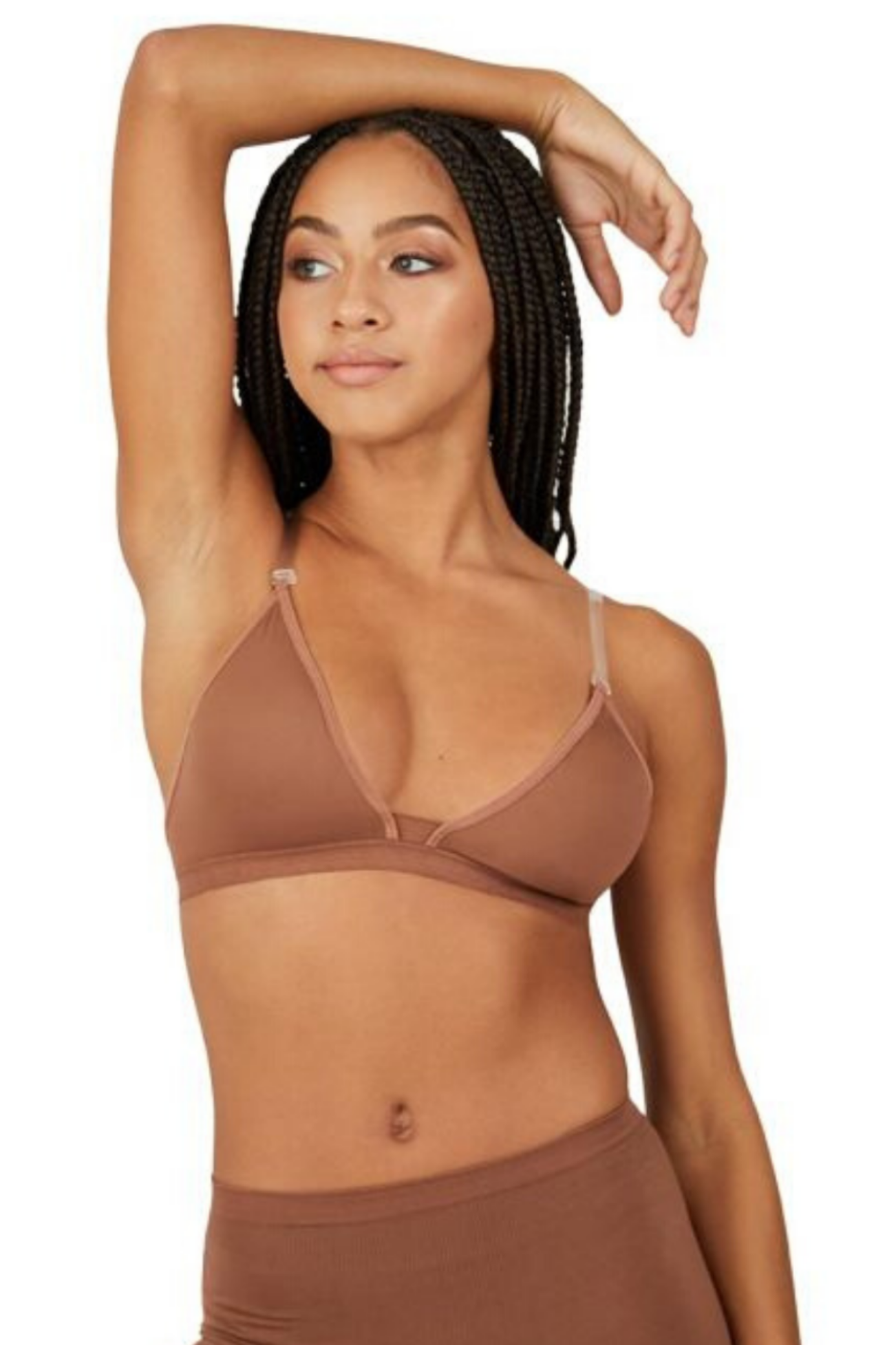 Deep Neck Bra Mocha front view