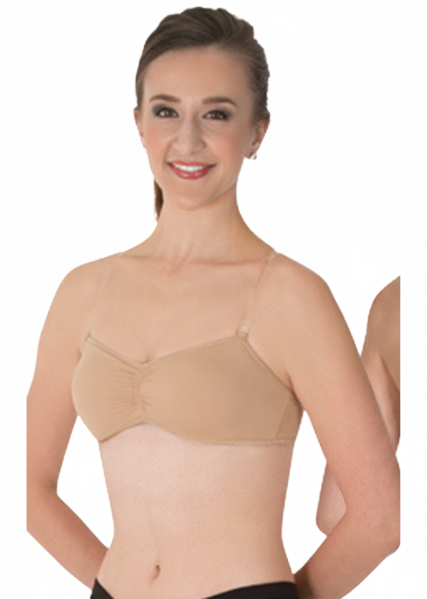 Cinched Padded Bandeau Bra Nude front view