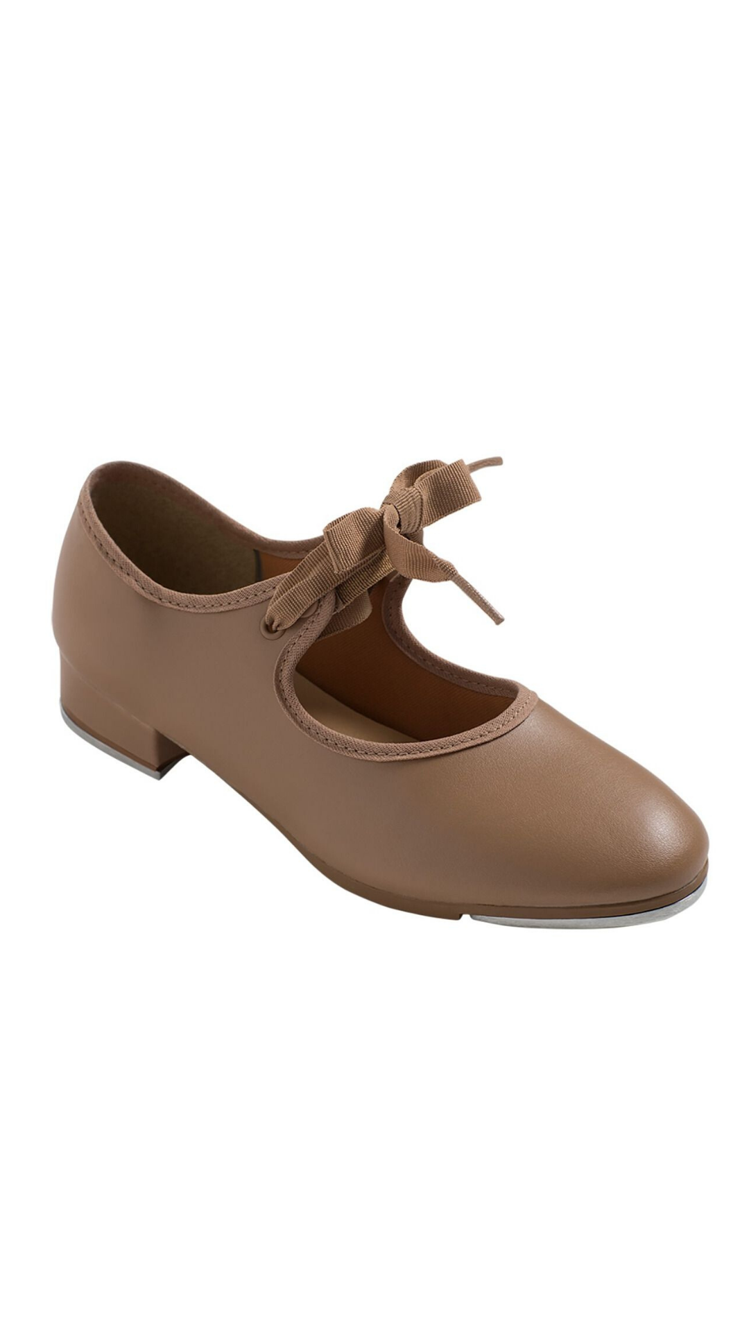 Val Tie and Snap Tap Shoe for Child Caramel side view