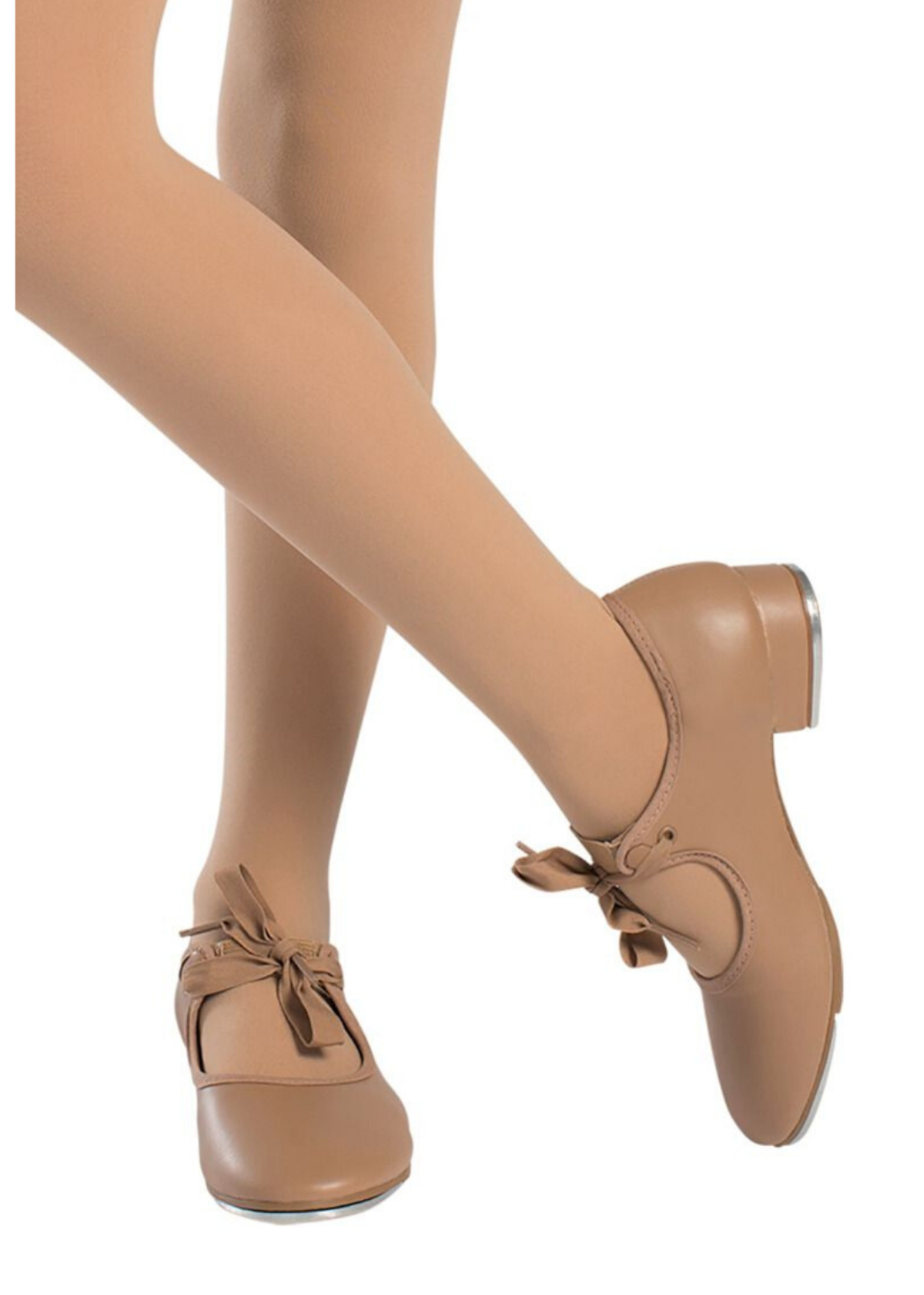 Val Tie and Snap Tap Shoe for Child Caramel lifestyle view