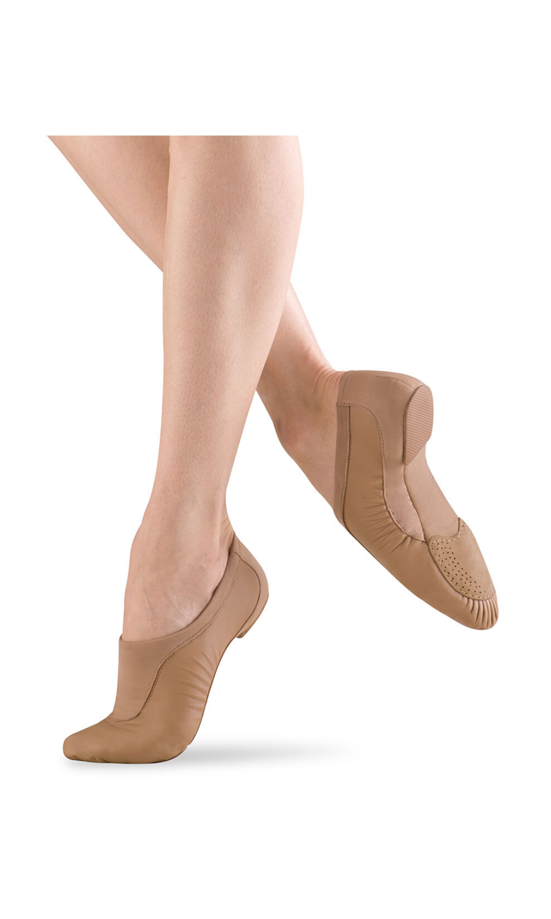 Pulse Leather Jazz Shoe Tan lateral side and bottom view