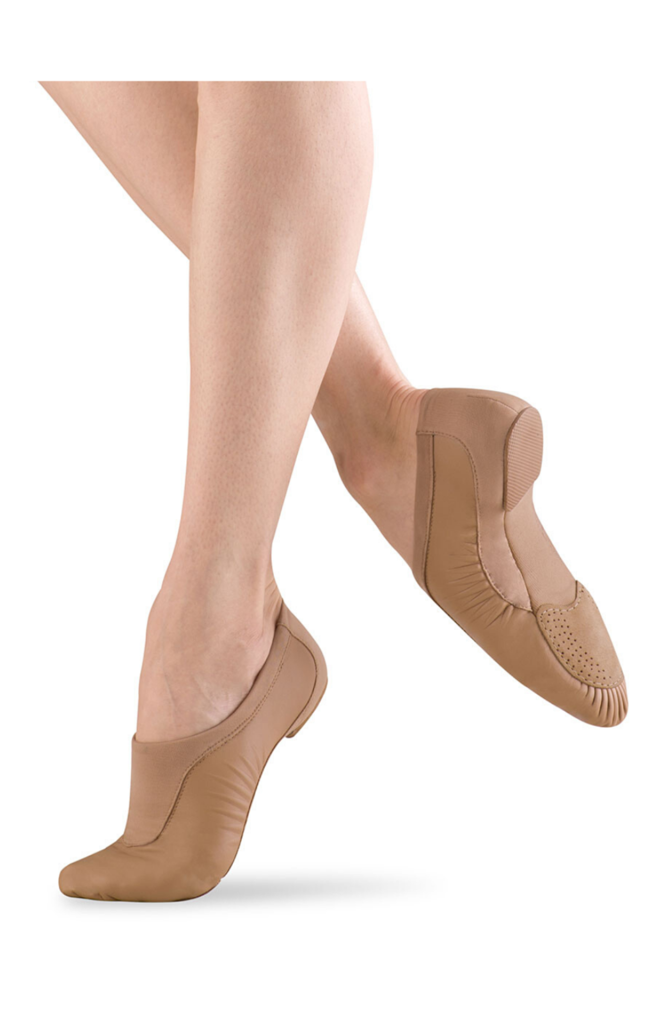 Pulse Leather Jazz Shoe Tan lateral side and bottom view