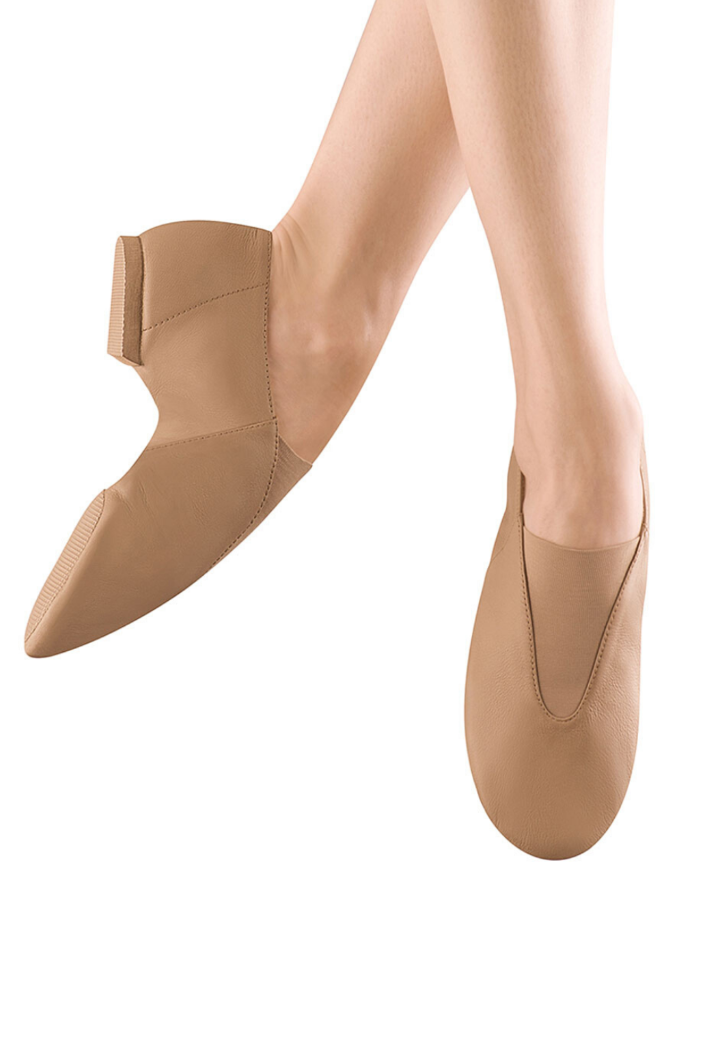 Super Jazz Slip-On Jazz Shoe Tan top and medial side view