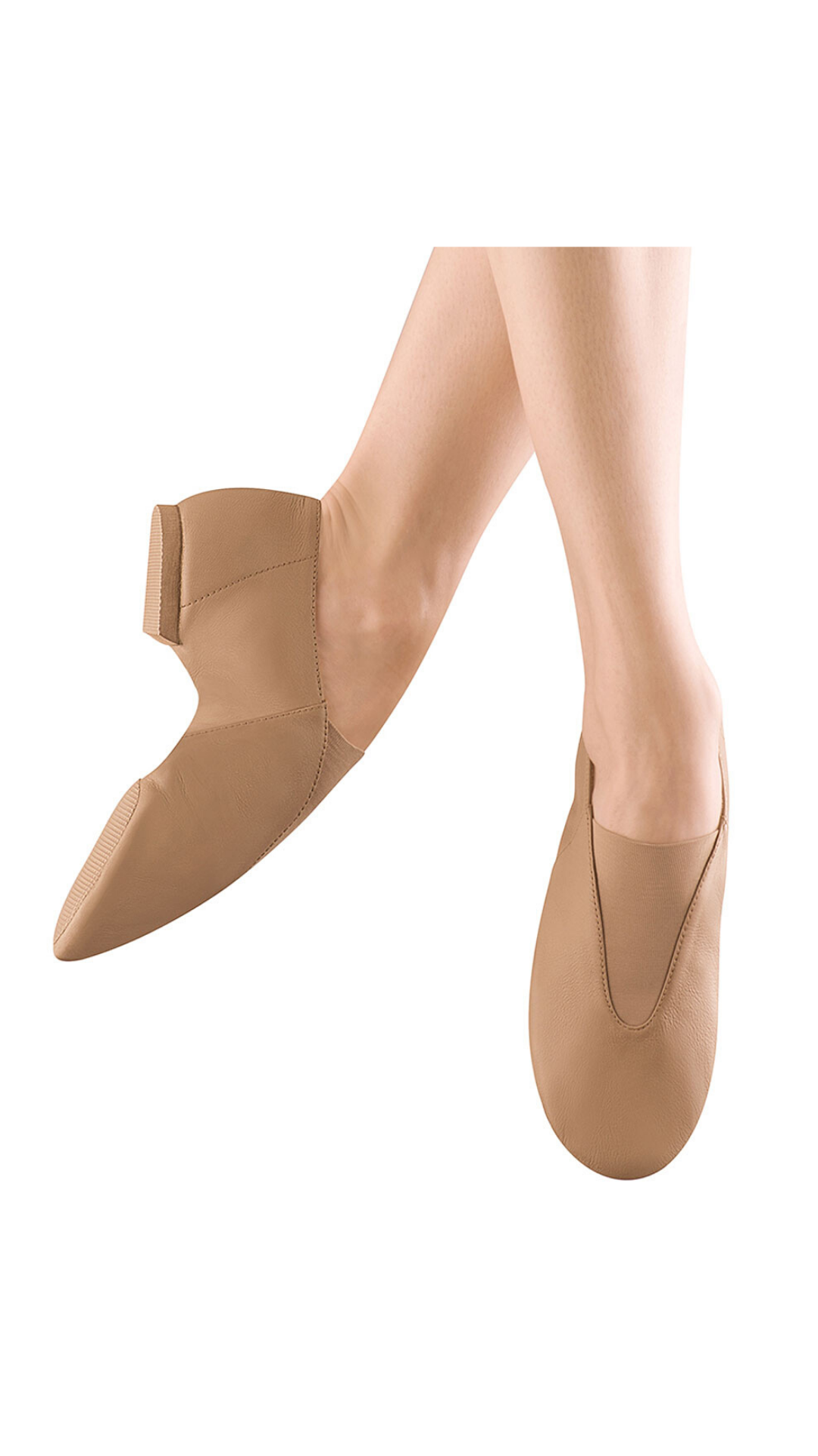 Super Jazz Slip-On Jazz Shoe Tan top and medial side view