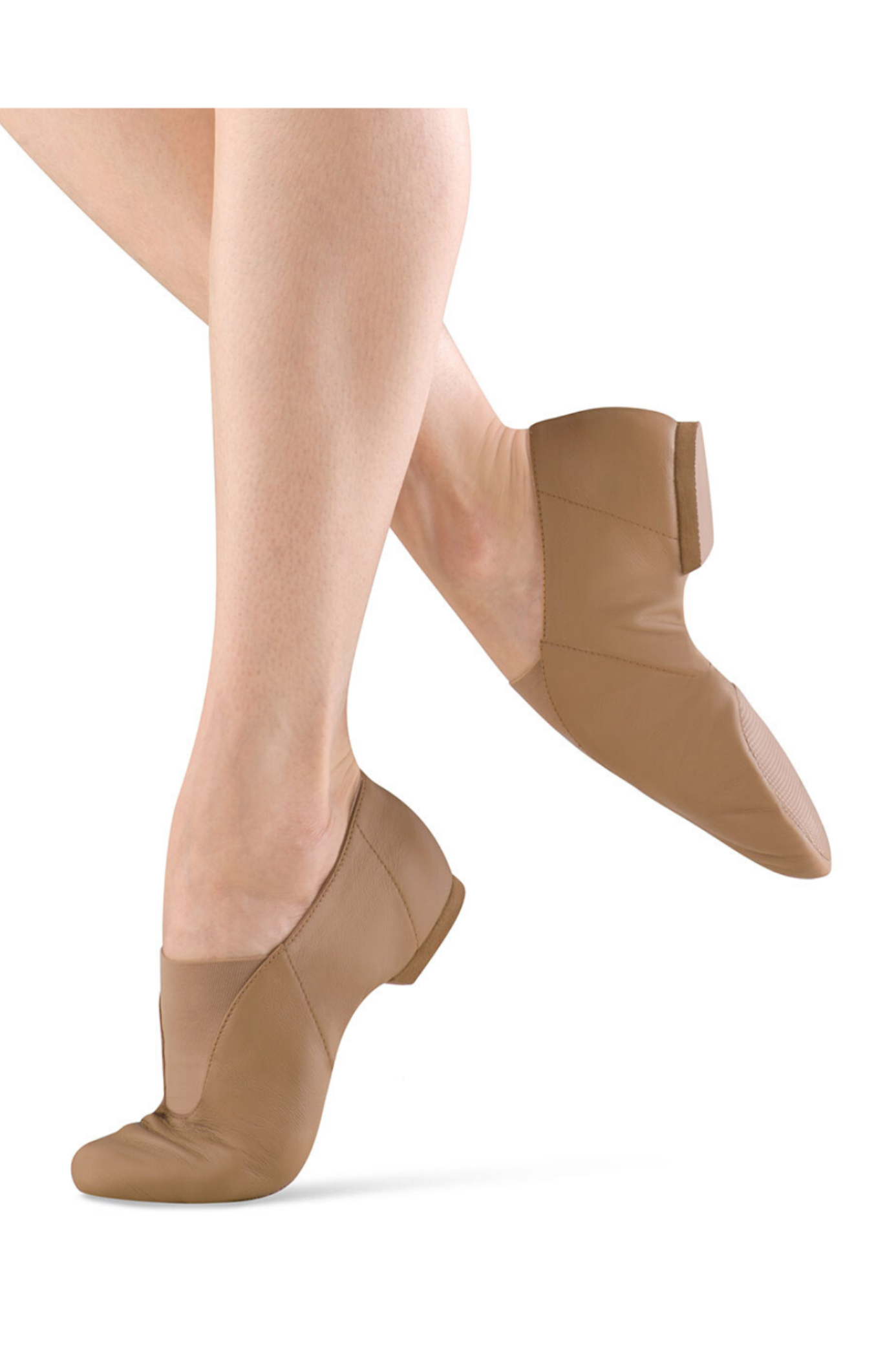 Super Jazz Slip-On Jazz Shoe Tan lateral and medial side view