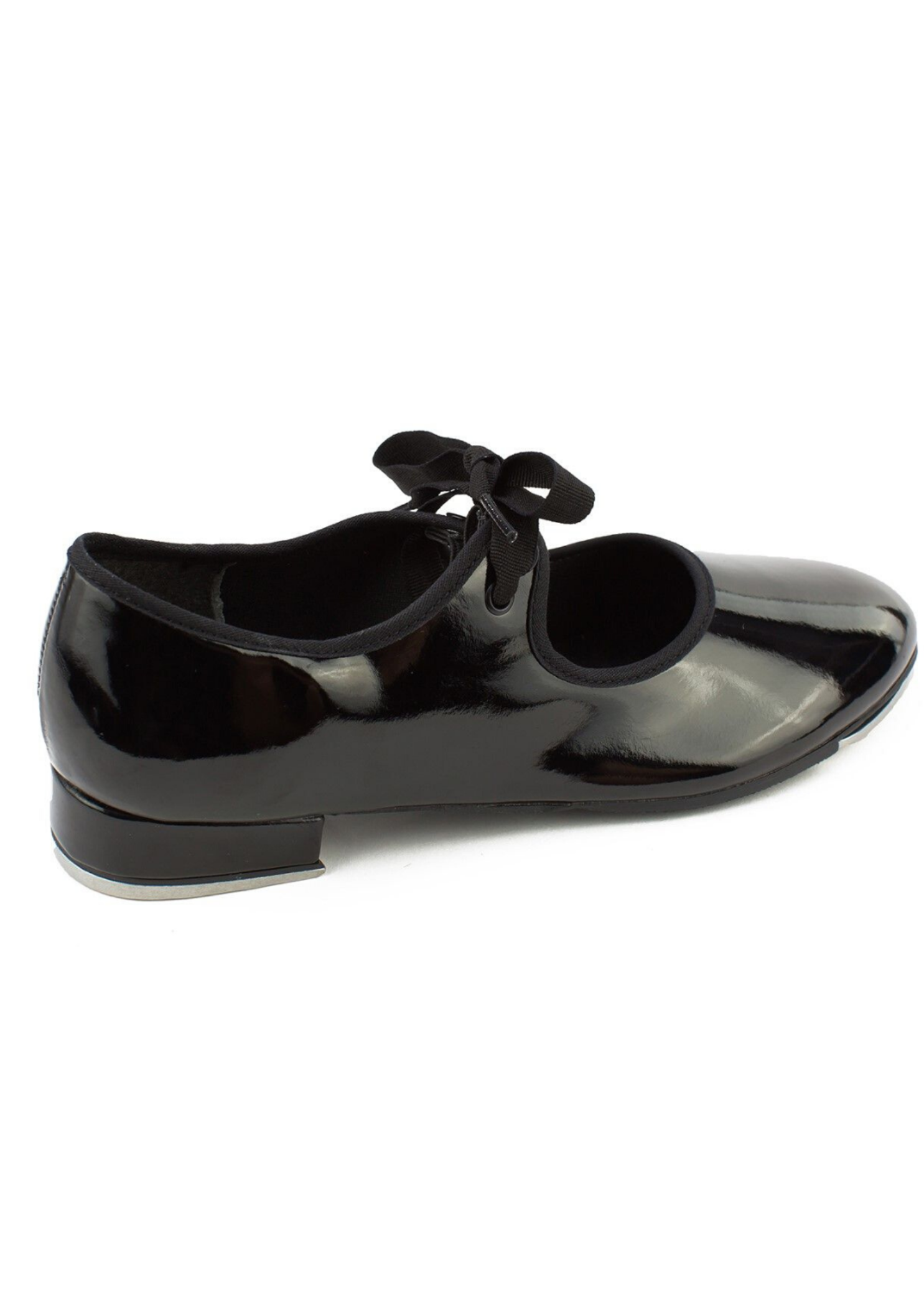 Val Tie and Snap Tap Shoe for Child Patent Black back view
