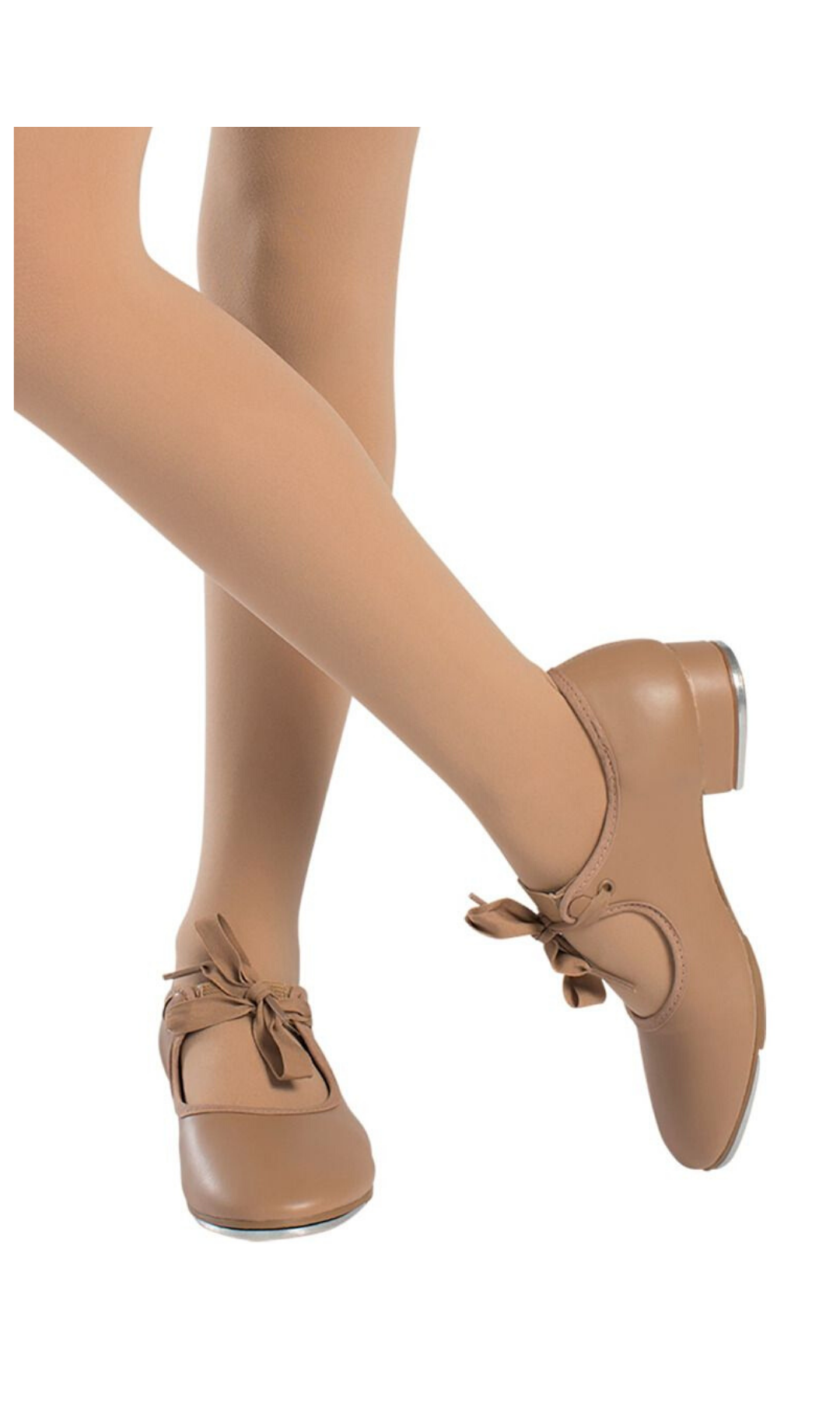 Val Tie and Snap Tap Shoe for Adult Caramel lifestyle view