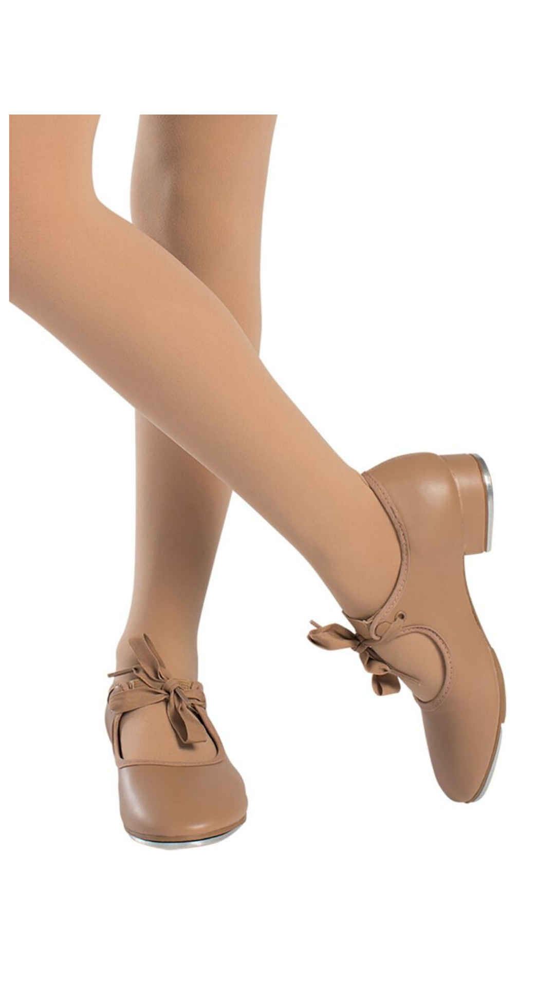 Val Tie and Snap Tap Shoe for Adult Caramel lifestyle view